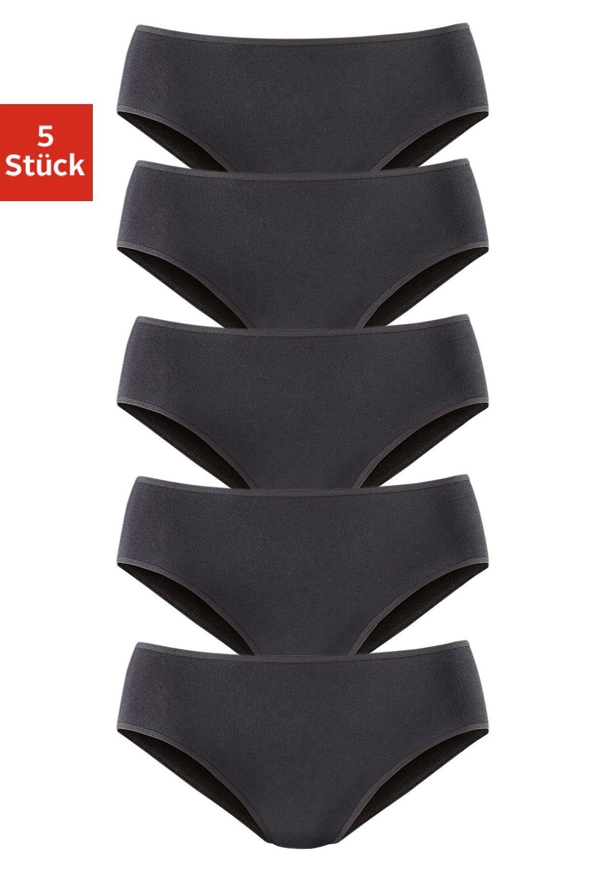Petite fleur Jazz-hipsters elastische katoenkwaliteit (5 stuks, Set van 5) dames slips maat 56/58 zwart