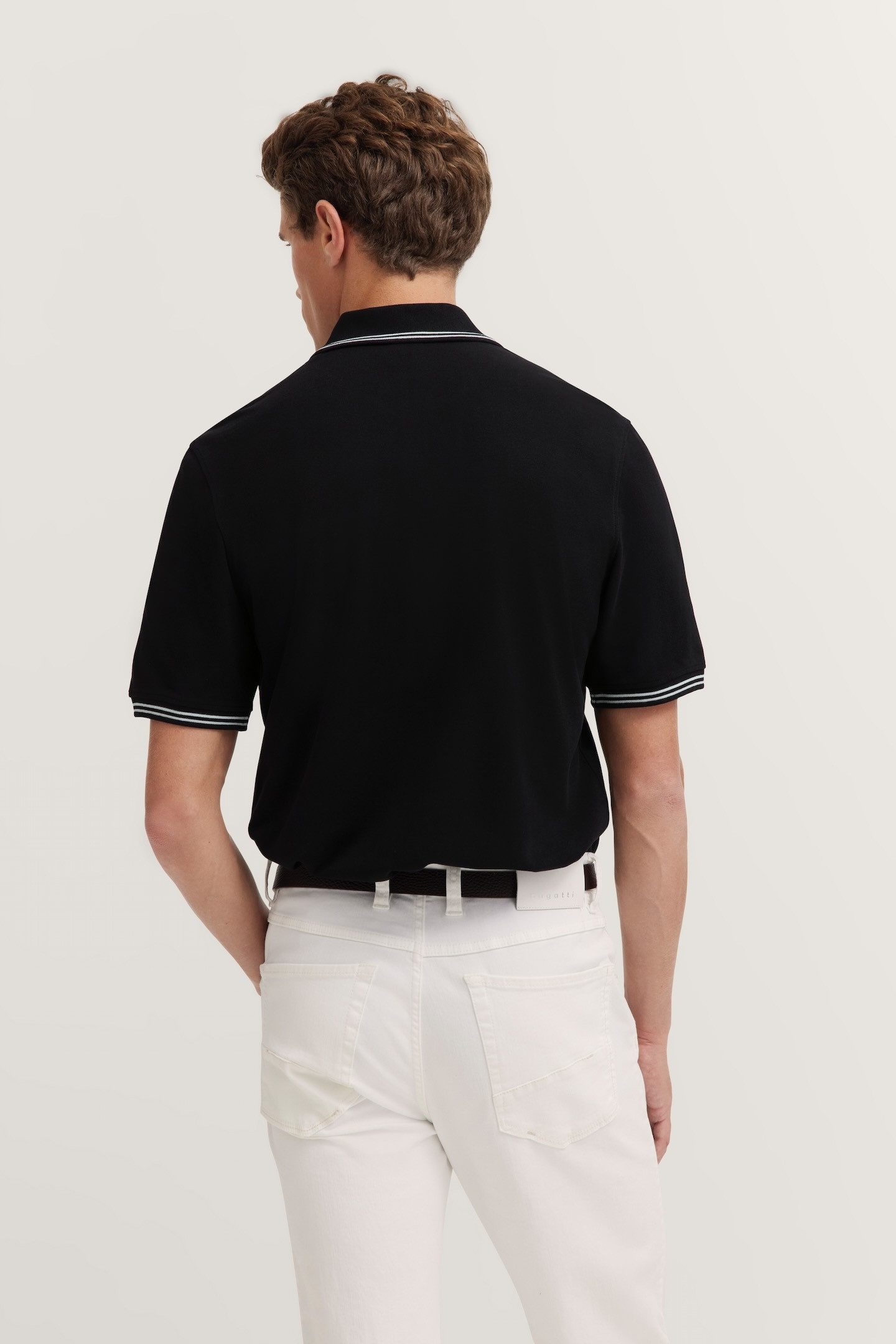 Bugatti Poloshirt met contraststrepen en borstborduursel