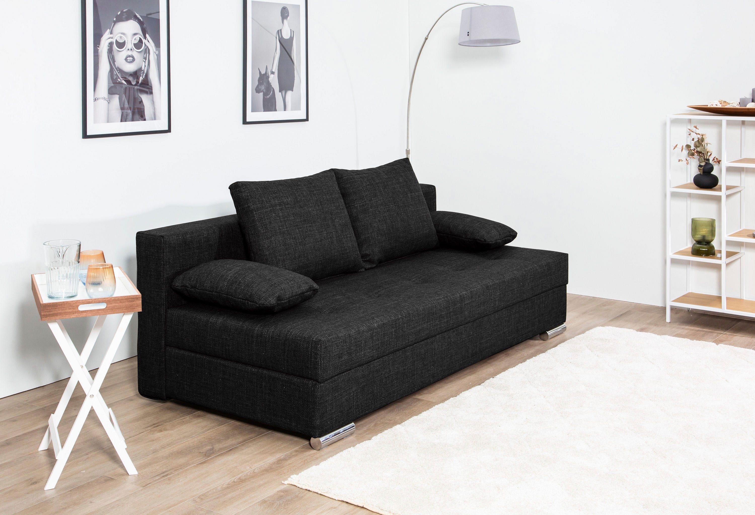 COLLECTION AB Slaapbank Tania met bedfunctie en bedlade comfortabele zitcomfort: veren-kern bekleding, inclusief rugkussen