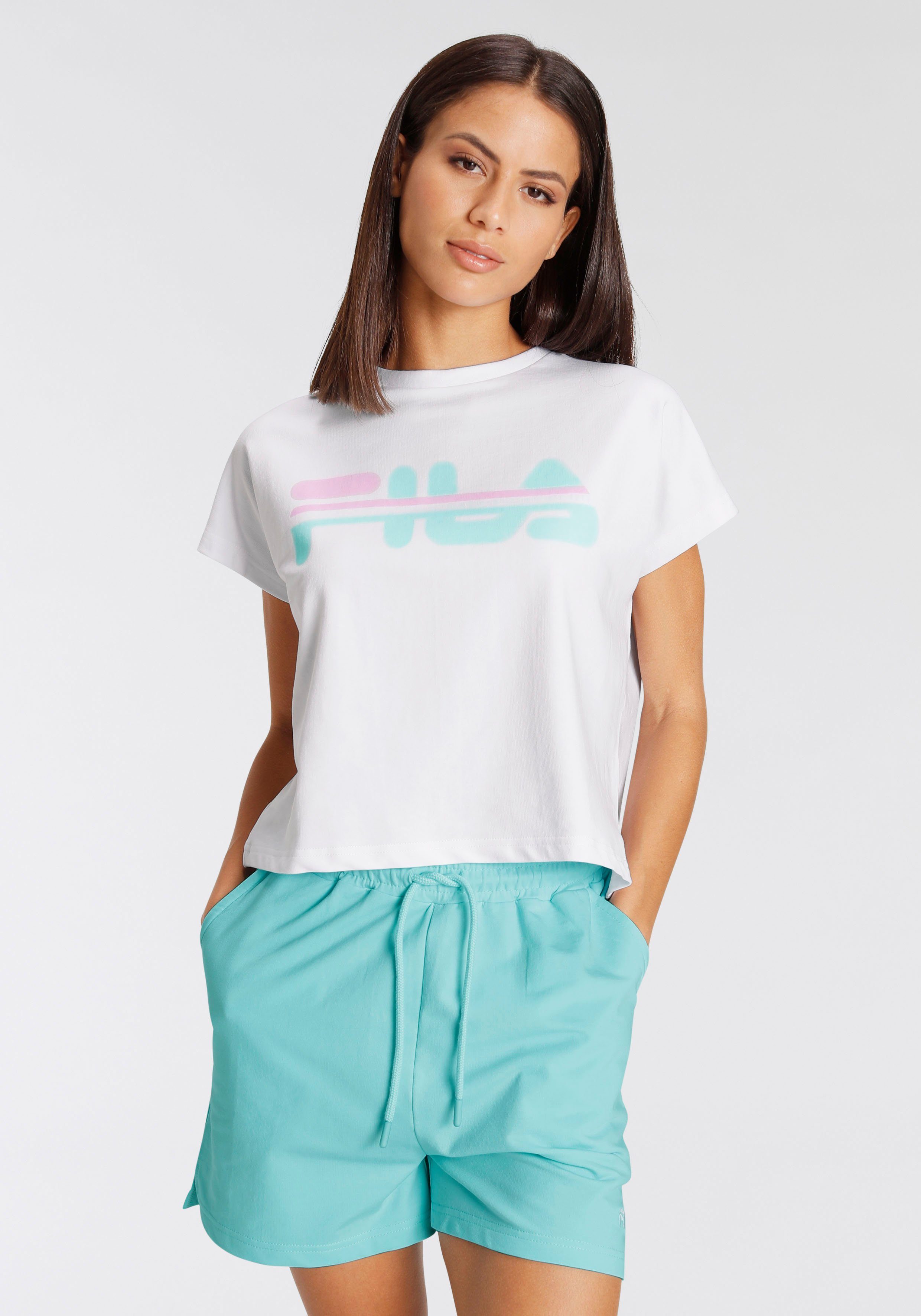 Fila Shortama met logo frontprint (set, 2-delig) dames shortama's maat S wit