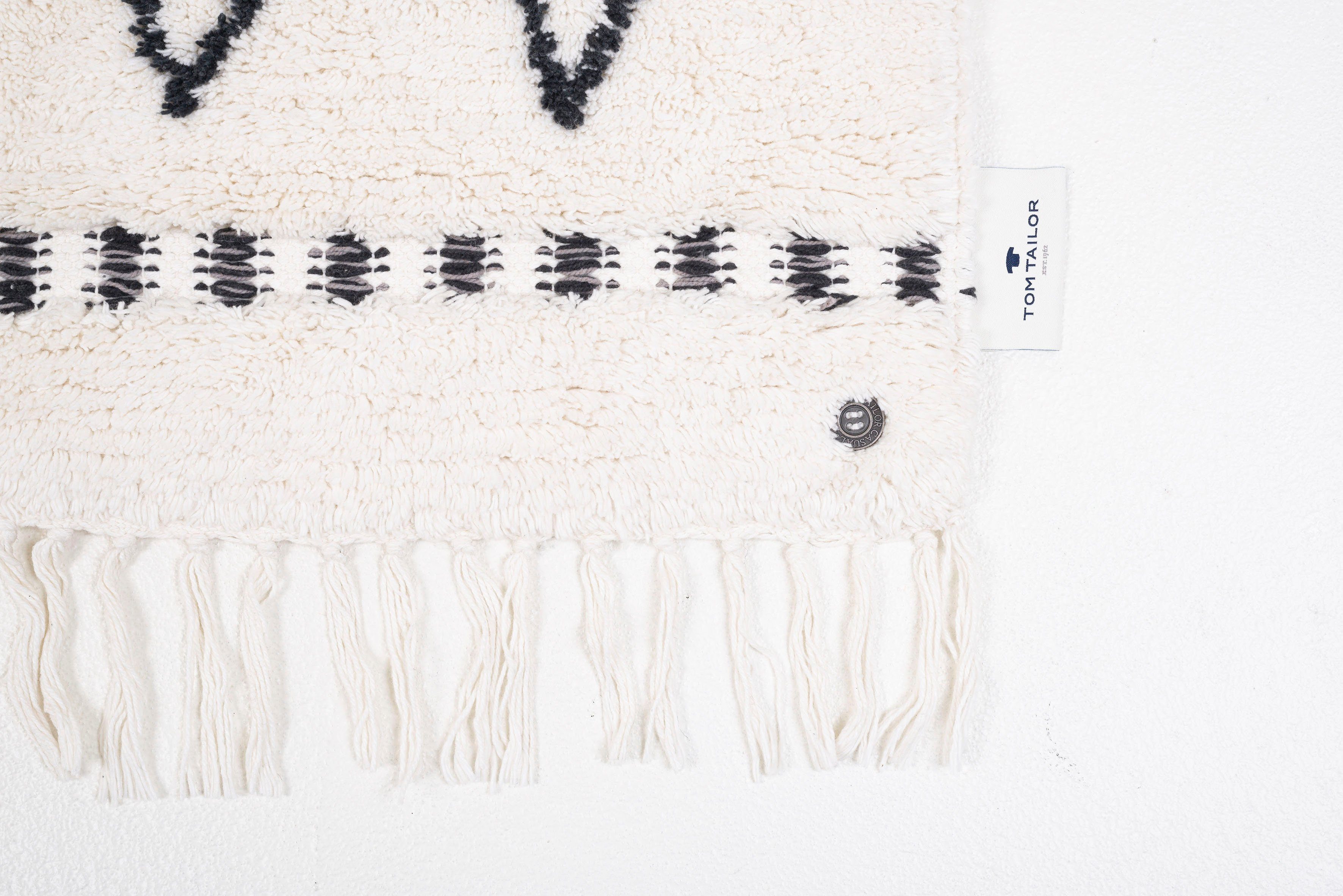 TOM TAILOR HOME Badmat Ethno Bath Badmat, Berber-look, met franjes, zigzagpatroon, 100% katoen (1 stuk)