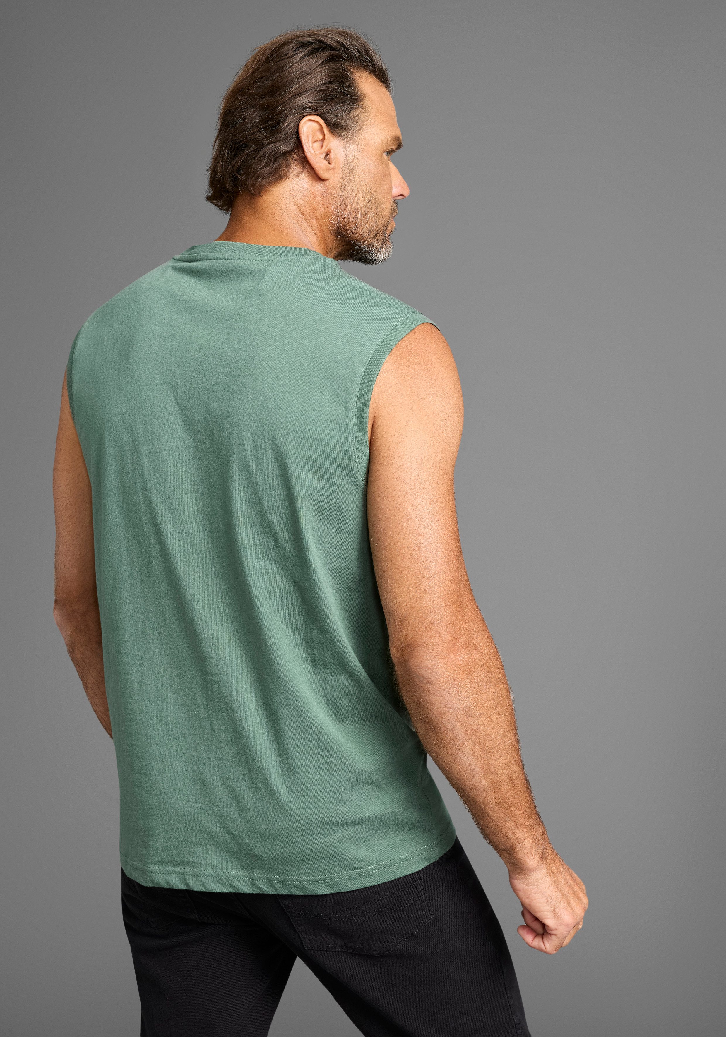 Man's World Muscle-shirt mouwloos, bedrukt, ronde hals, van 100% katoen (2-delig, Set van 2)