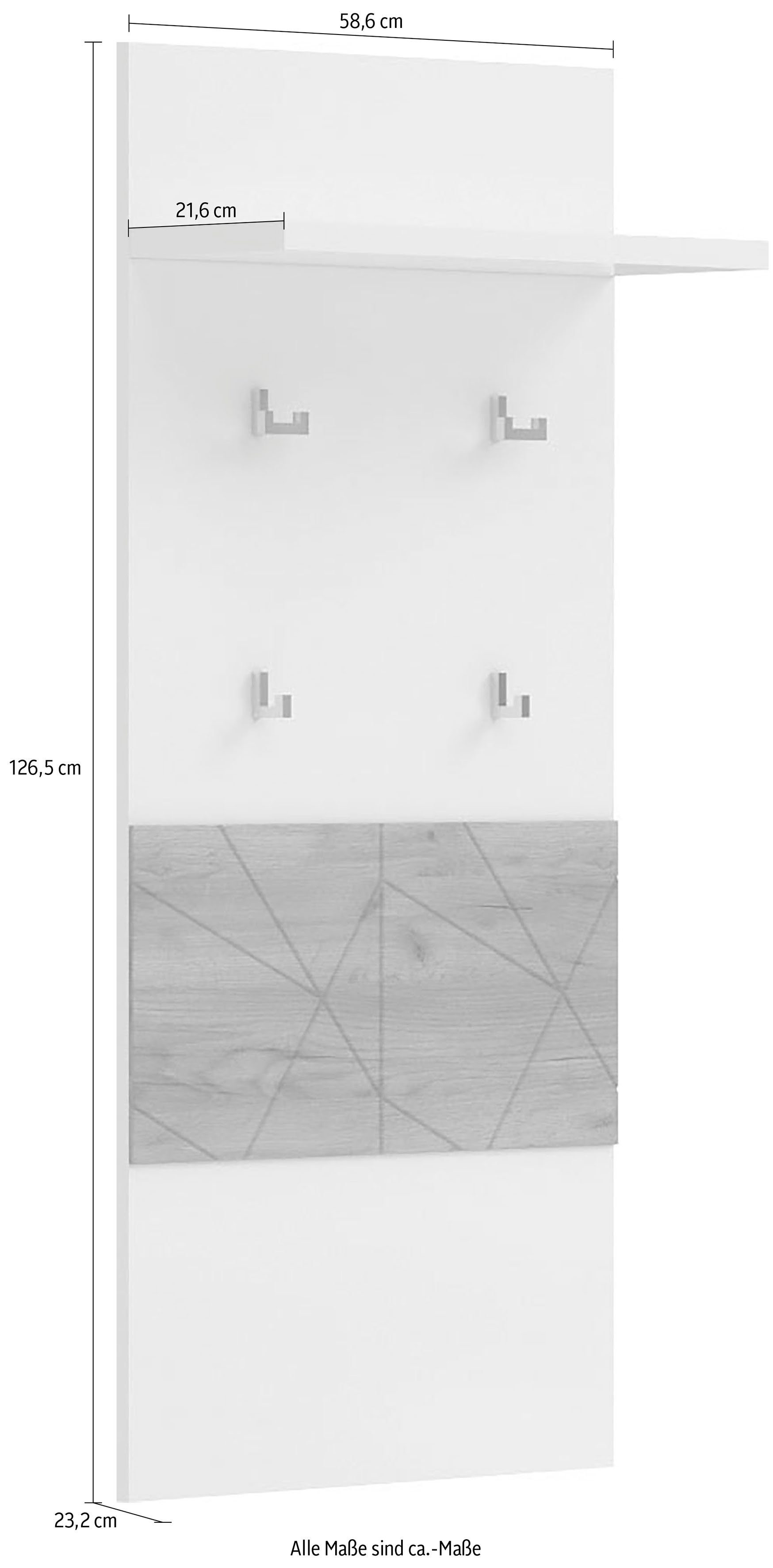 Places of Style Kapstokpaneel Stela hoogwaardig uv gelakt, breedte 59 cm