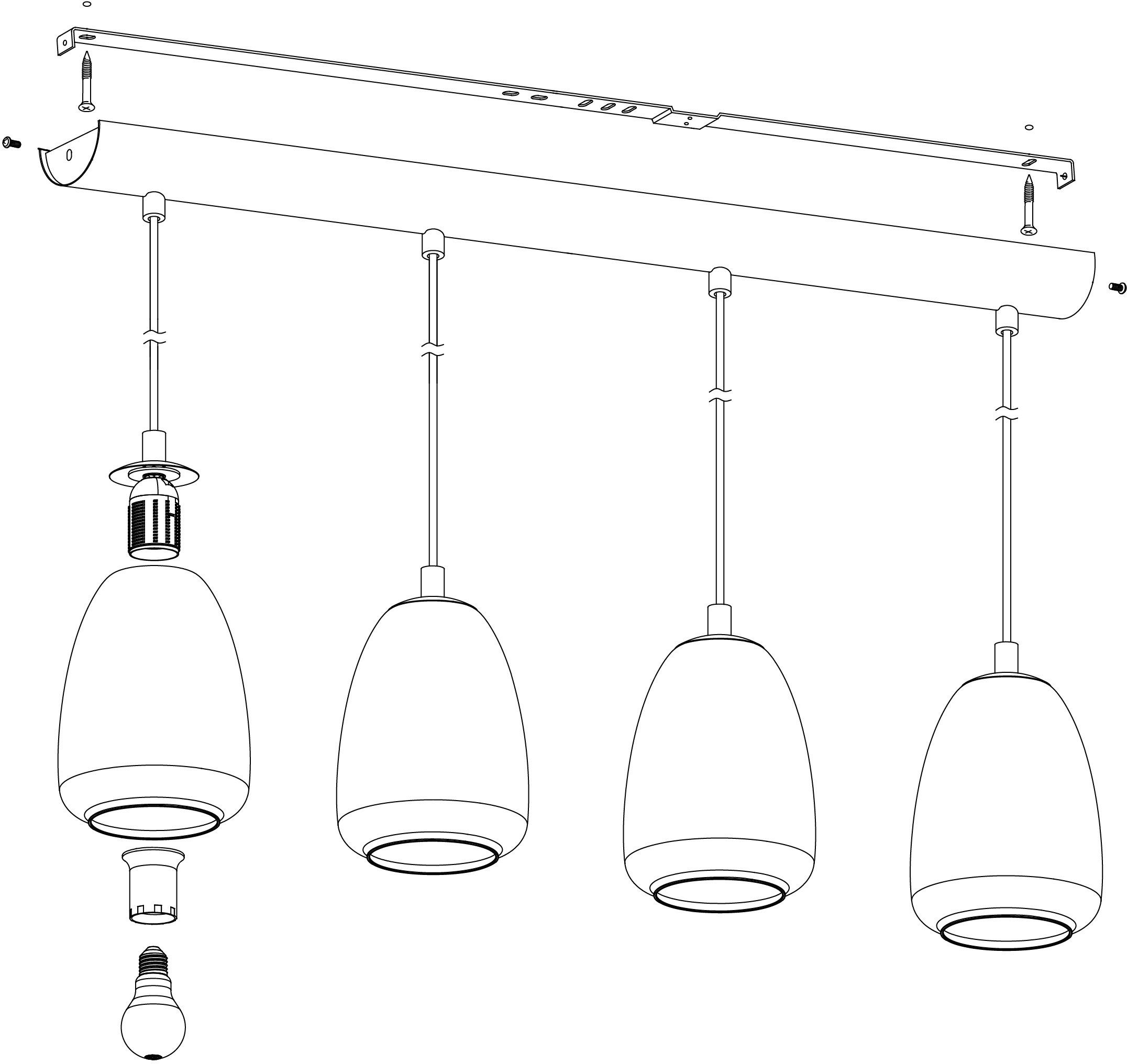 EGLO Hanglamp ALOBRASE chroom / l108 x h110 x b15cm / hanglamp / eettafel / woonkamer