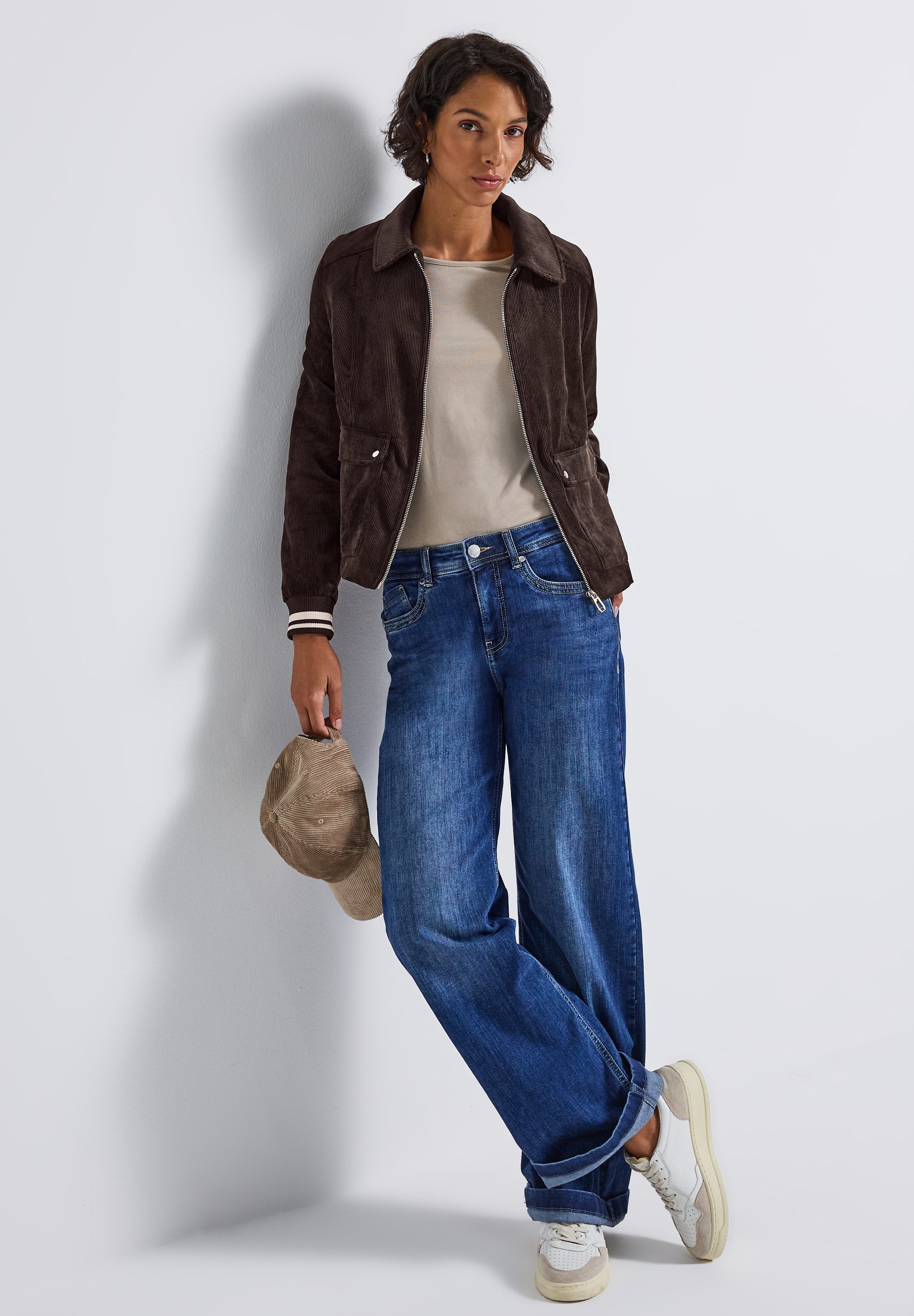 STREET ONE Cordjasje Short Corduroy in college-stijl