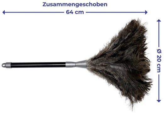 Maximex Plumeau Struisvogelveer Stof-Magneet met verlengde telescopische steel en stof-magneet, zwart
