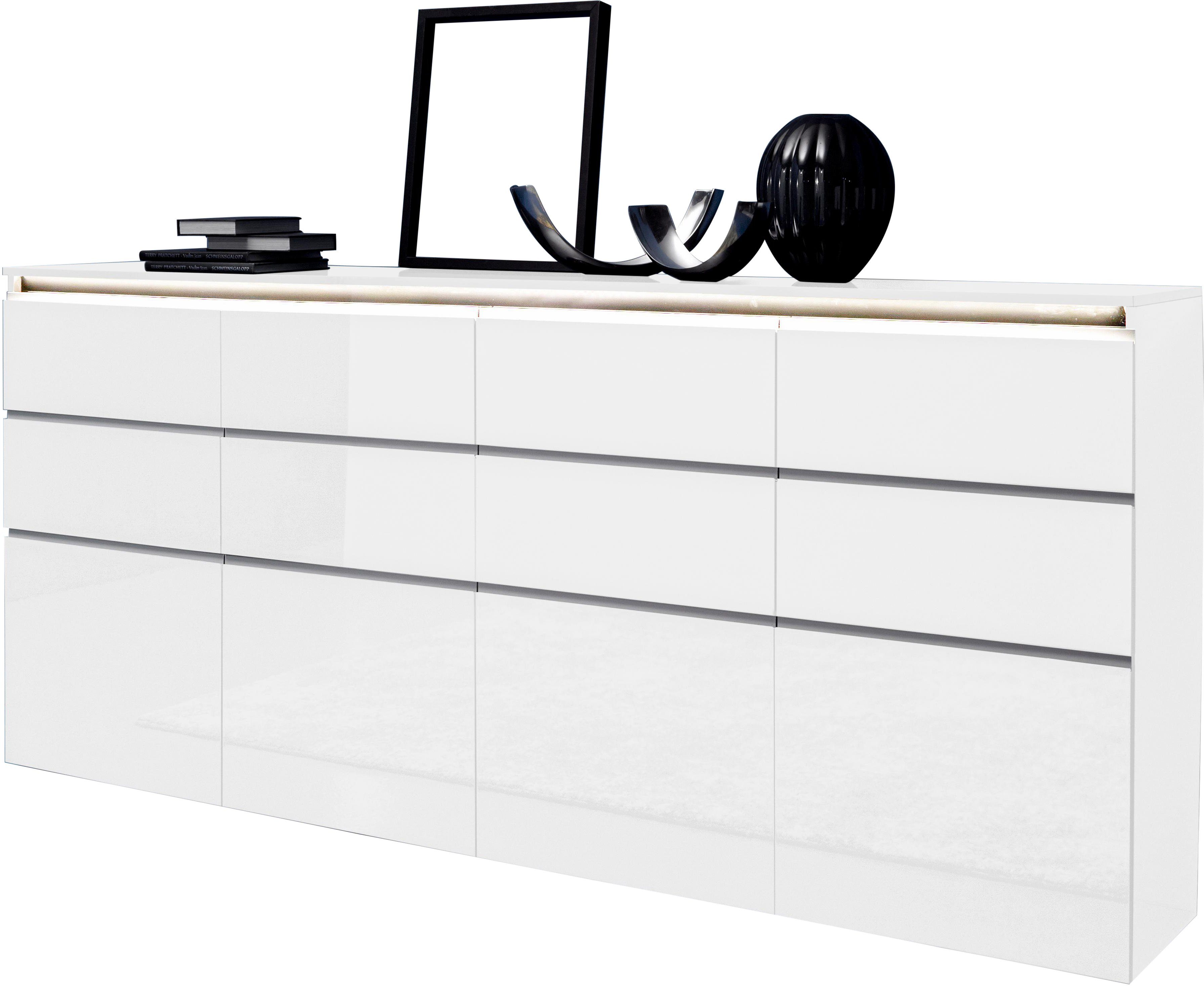 INOSIGN Highboard Magic, highboard, hoge kast, hoge commode met 4 deuren en 8 lades, hoogglans gelakt, breedte 240 cm
