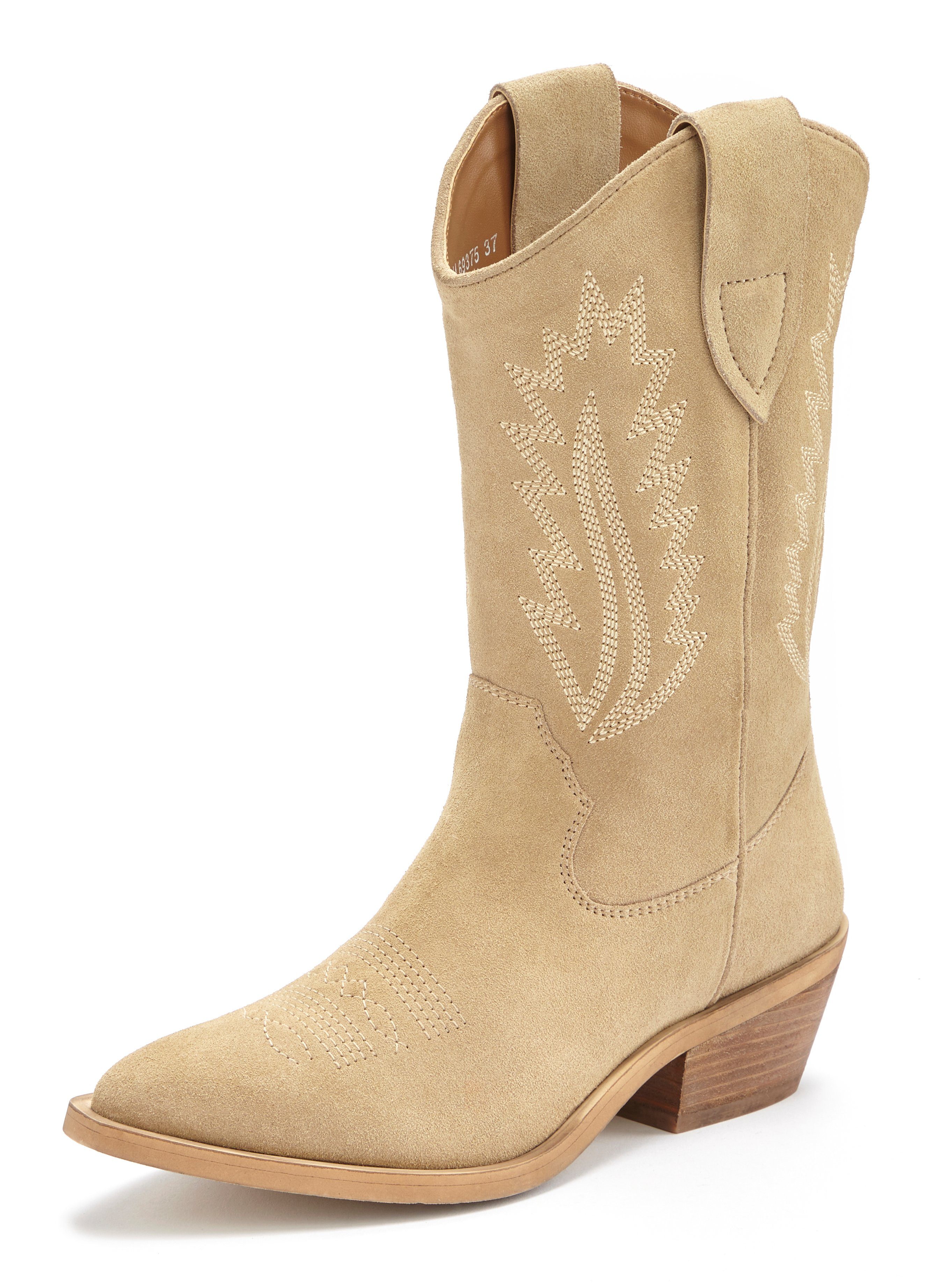 Lascana Cowboy boots Cowboy enkelboots, westernlaarzen, enkelboots van hoogwaardig leer