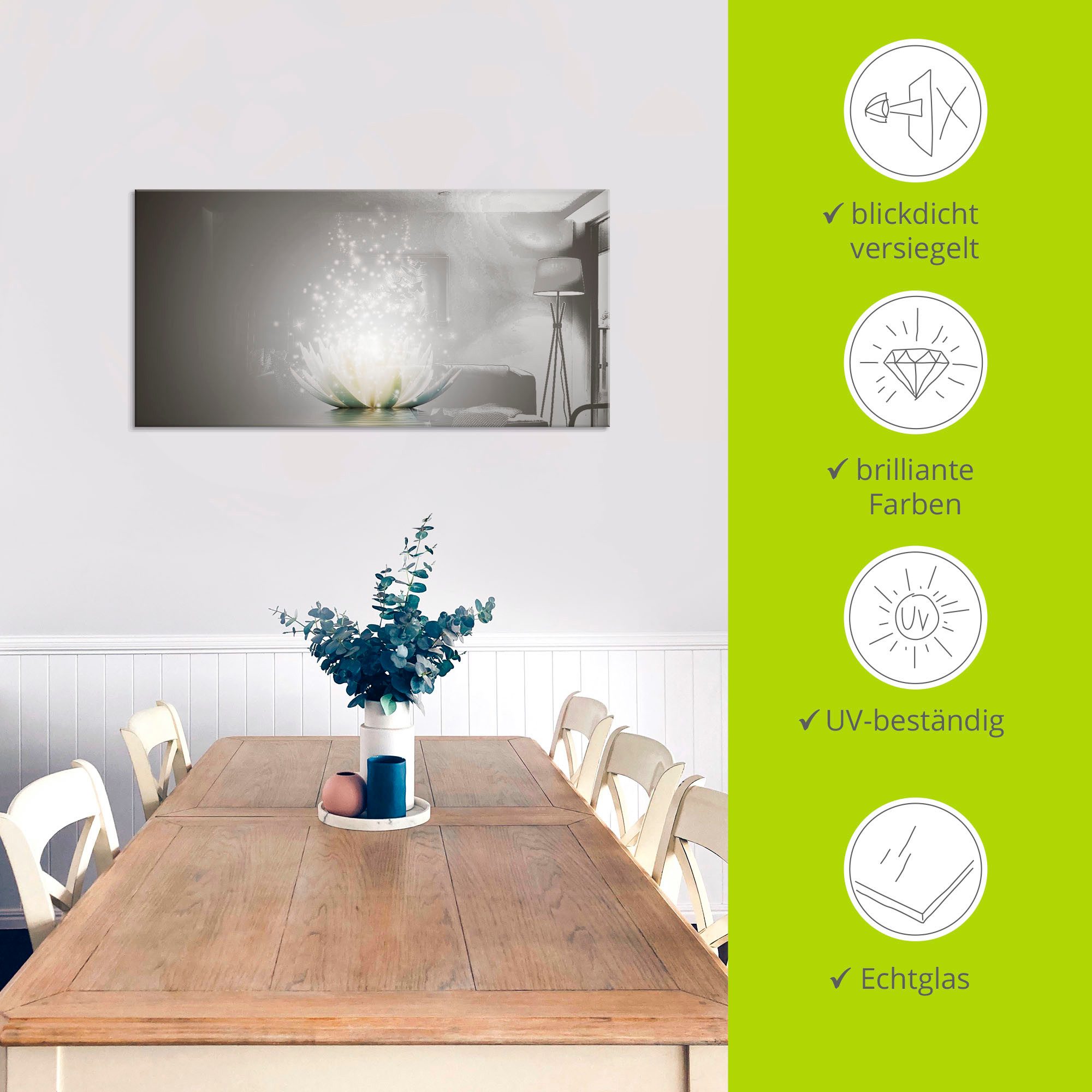 Artland Print op glas Magie van de lotusbloem