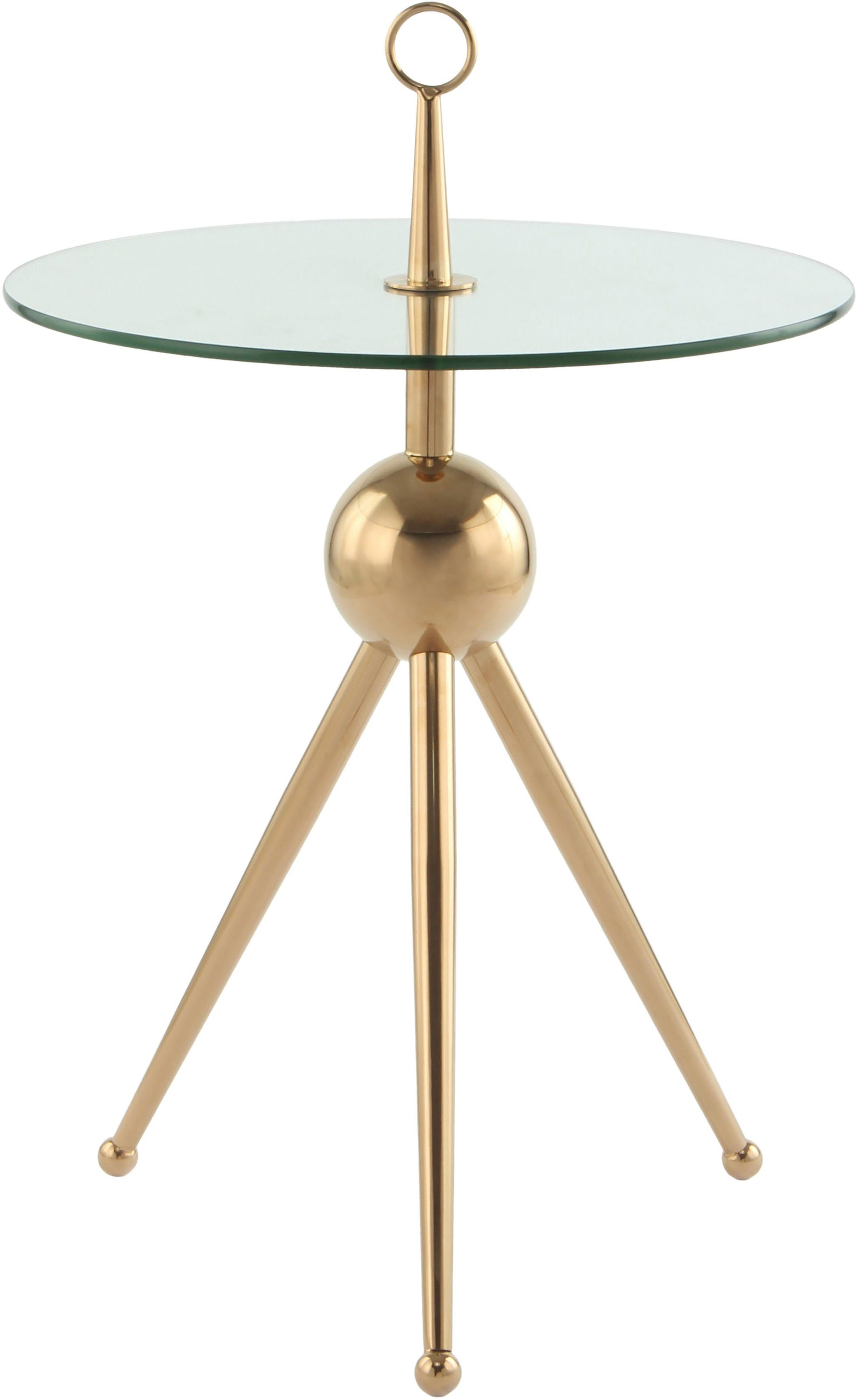 Kayoom Bijzettafel Ontario 325, ronde glasplaat van veiligheidsglas, 100% roestvrij staal (1 stuk)