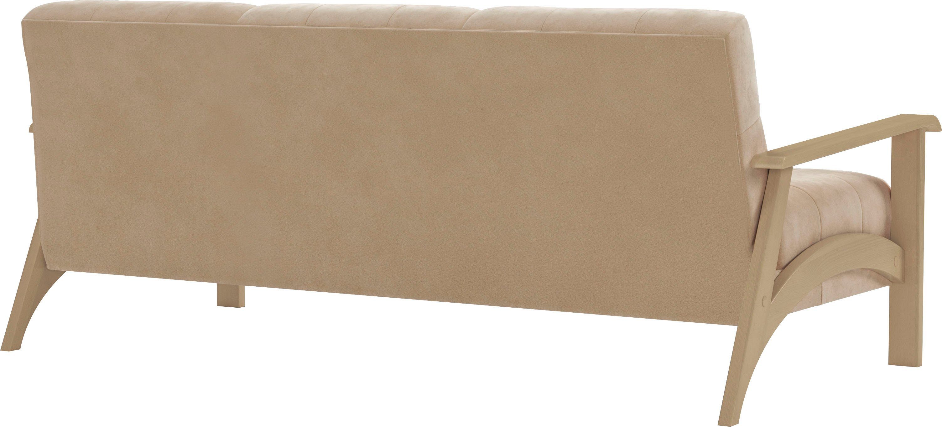 sit&more 3-zitsbank Billund Armleuningen van natuurlijk beukenhout, verschillende bekledingen en kleuren