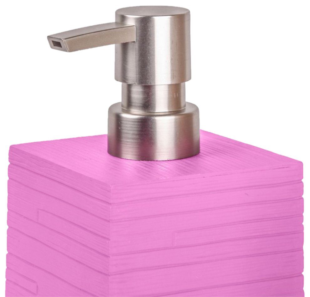 Sanilo Set badkameraccessoires Calero Pink bestaand uit zeepdispenser en toiletborstel, geribbeld (combi-set, 2-delig)