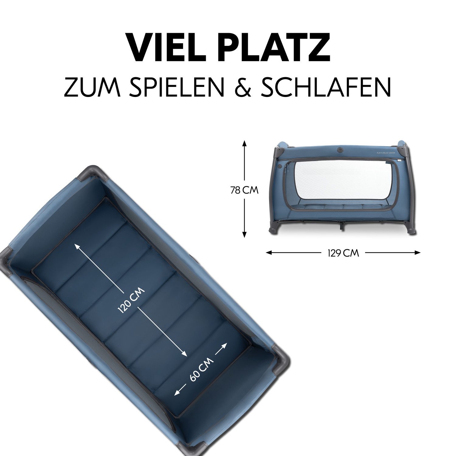Hauck Baby-campingbed Play N Relax Center, dark blue inclusief newborn-inzet, verschoonruimte, uitgang, wielen