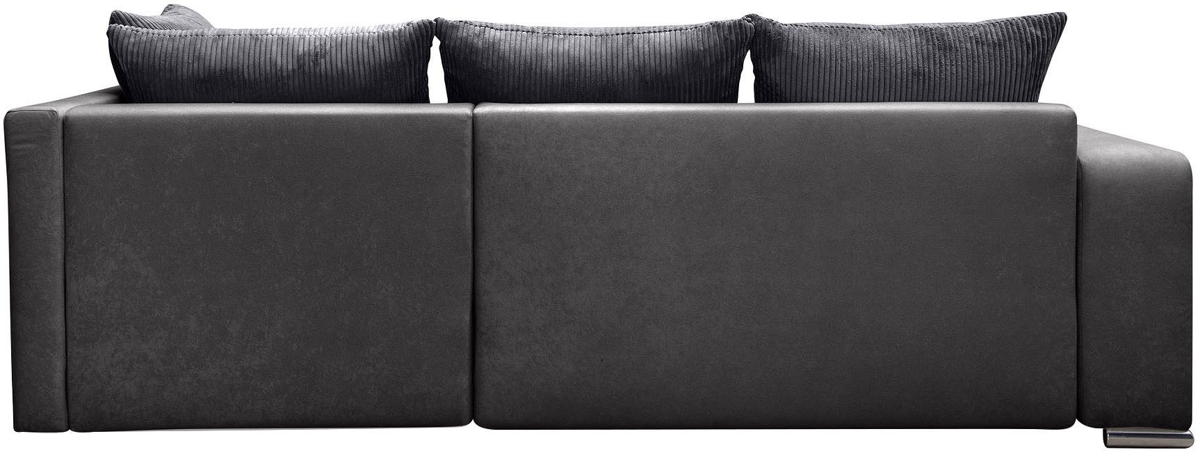 COLLECTION AB Hoekbank L-model Regalarmleuning met LED RGB verlichting, bedfunctie en bedbox