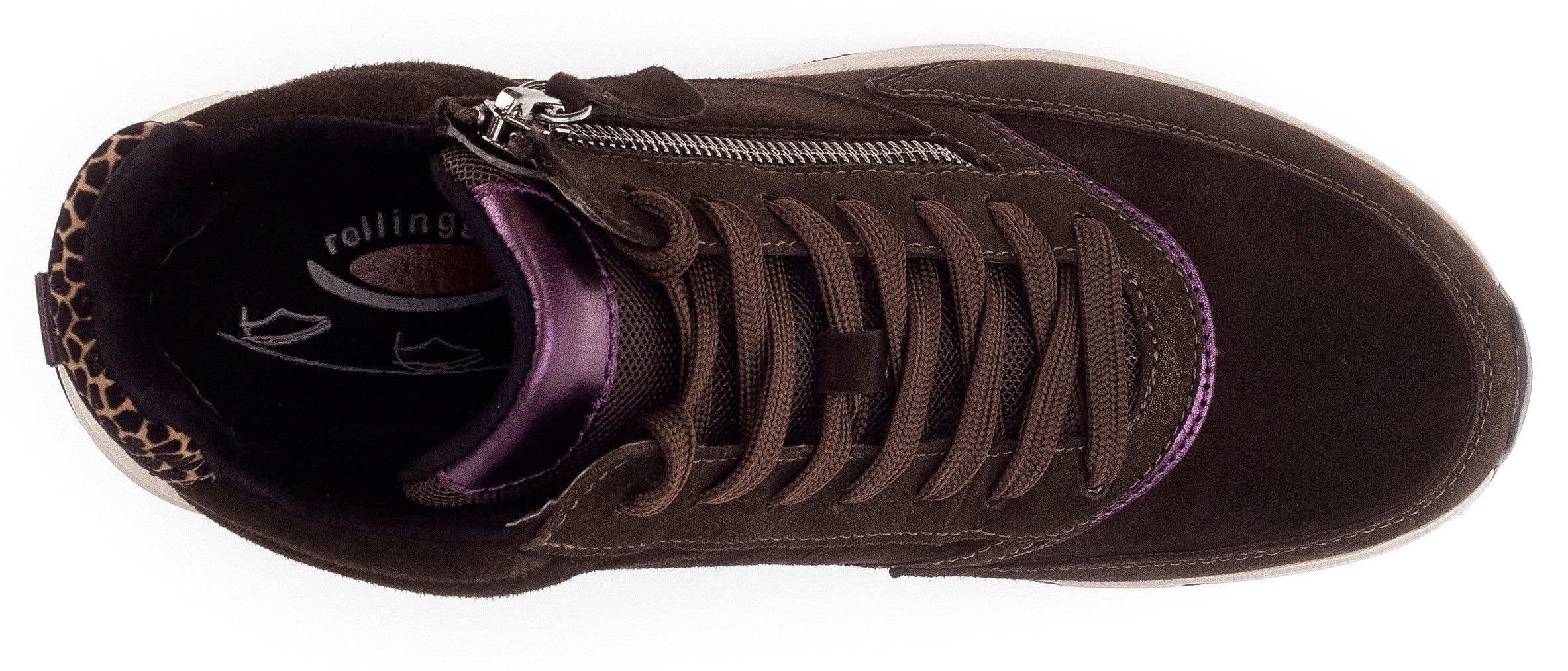 Gabor Rollingsoft Sneakers met sleehak , vrijetijdsschoen, veterschoen, veterschoenen met uitneembare binnenzool