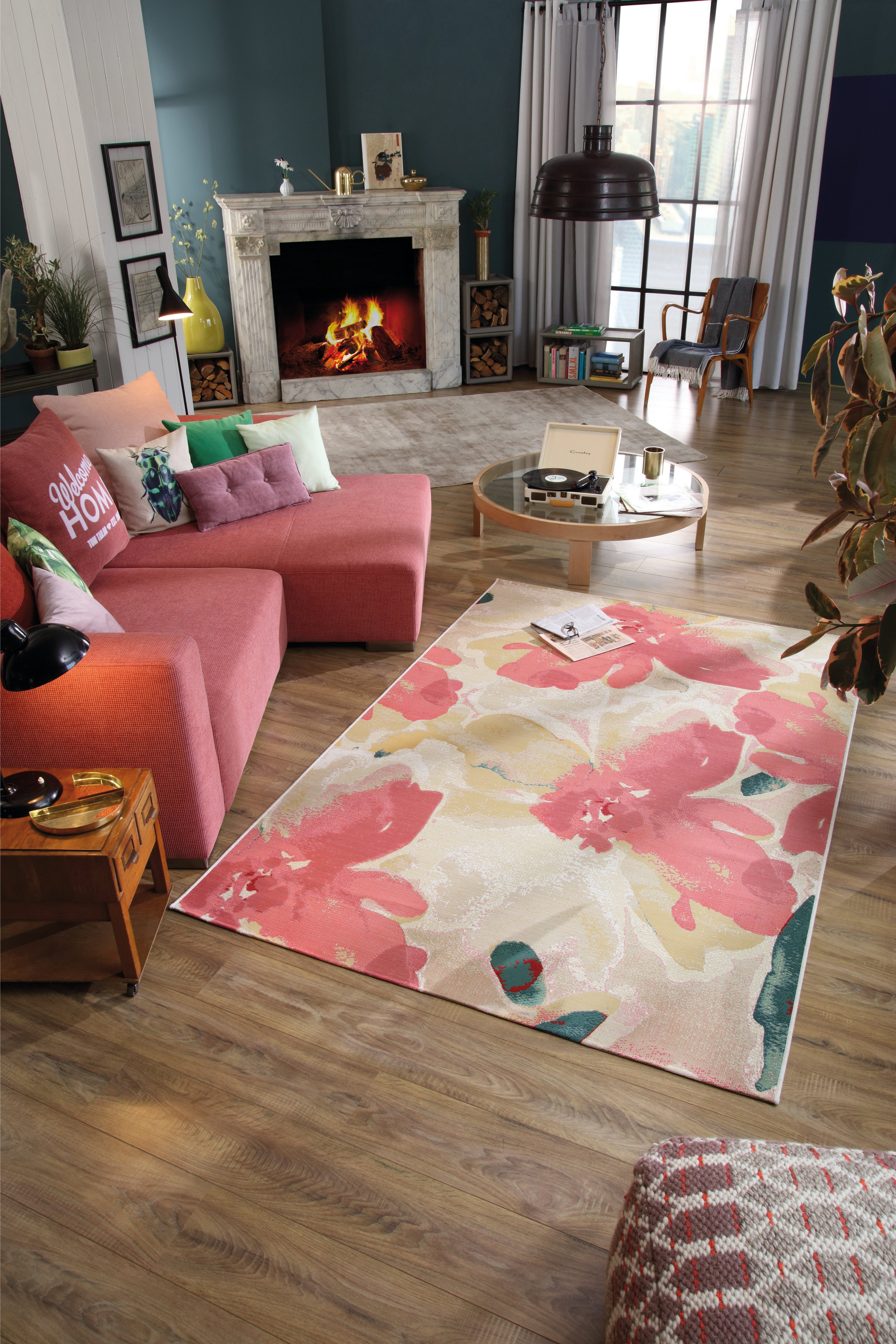 TOM TAILOR HOME Vloerkleed Garden Blossom Platweefsel, modern bloemendesign, geschikt voor binnen en buiten