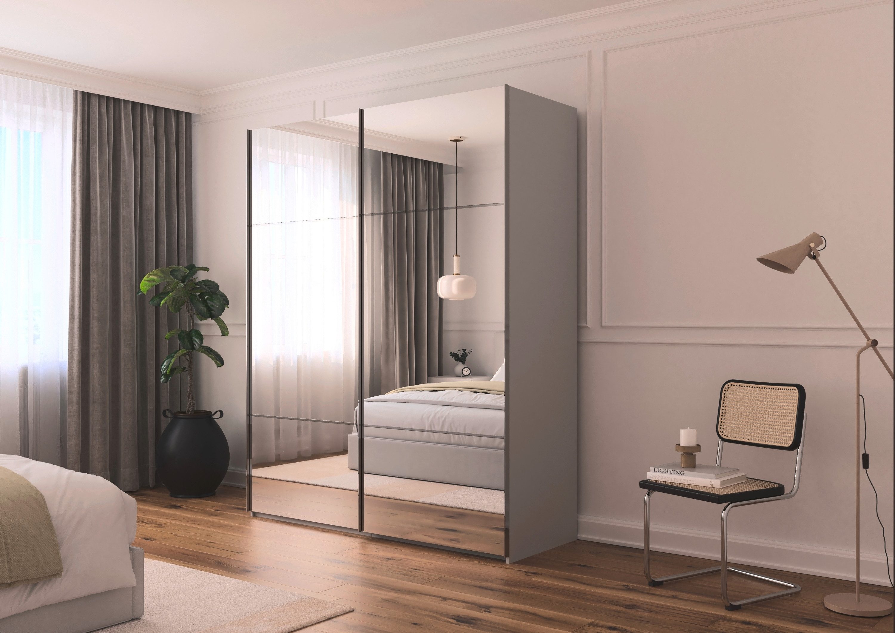 rauch Schuifdeurkast Kledingkast kast garderobe slaapkamerkast SCALE-TRIO edel drievoudig front met 2 sierlijsten spiegelfront made in germany