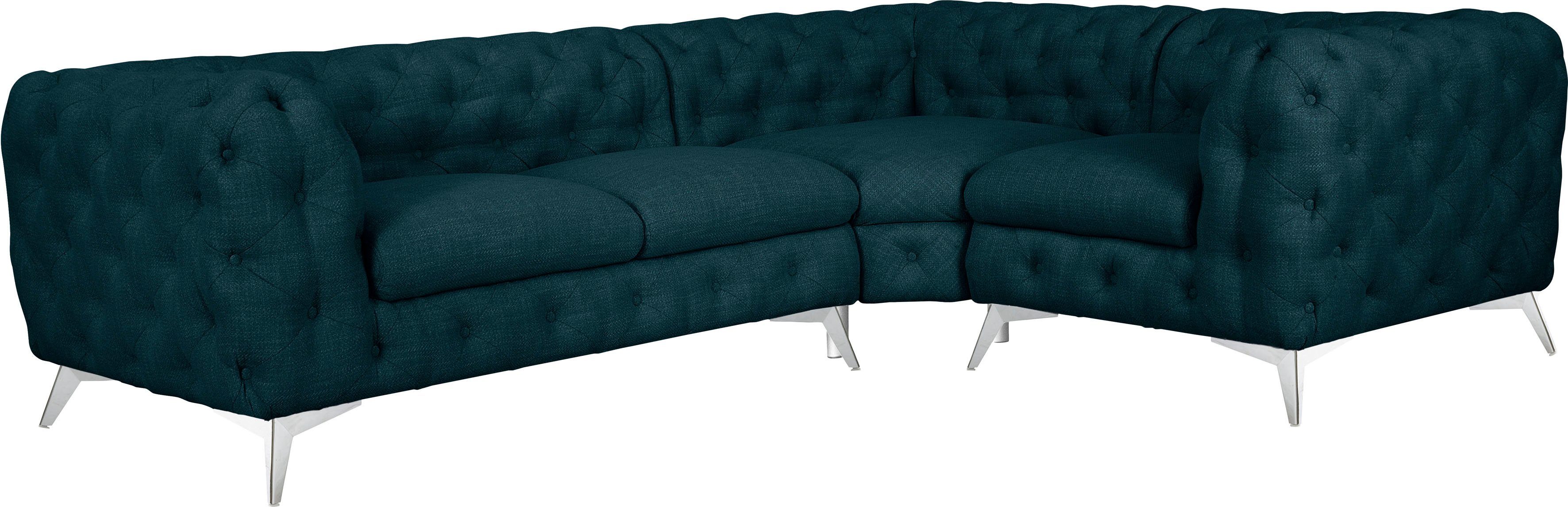 Leonique Chesterfield-bank Glynis L-vorm luxueuze capitonnage, moderne chesterfield look, kleur van de poten ter keuze