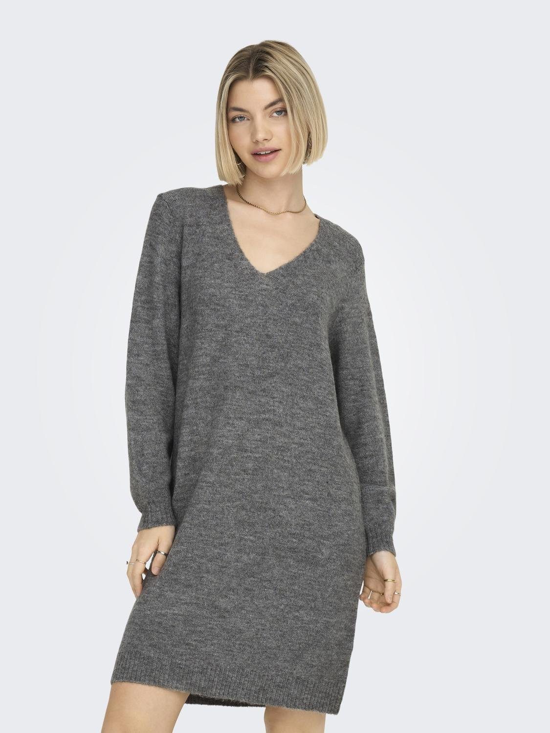 JDY Gebreide jurk JDYELANORA L/S V-NECK DRESS KNT NOOS