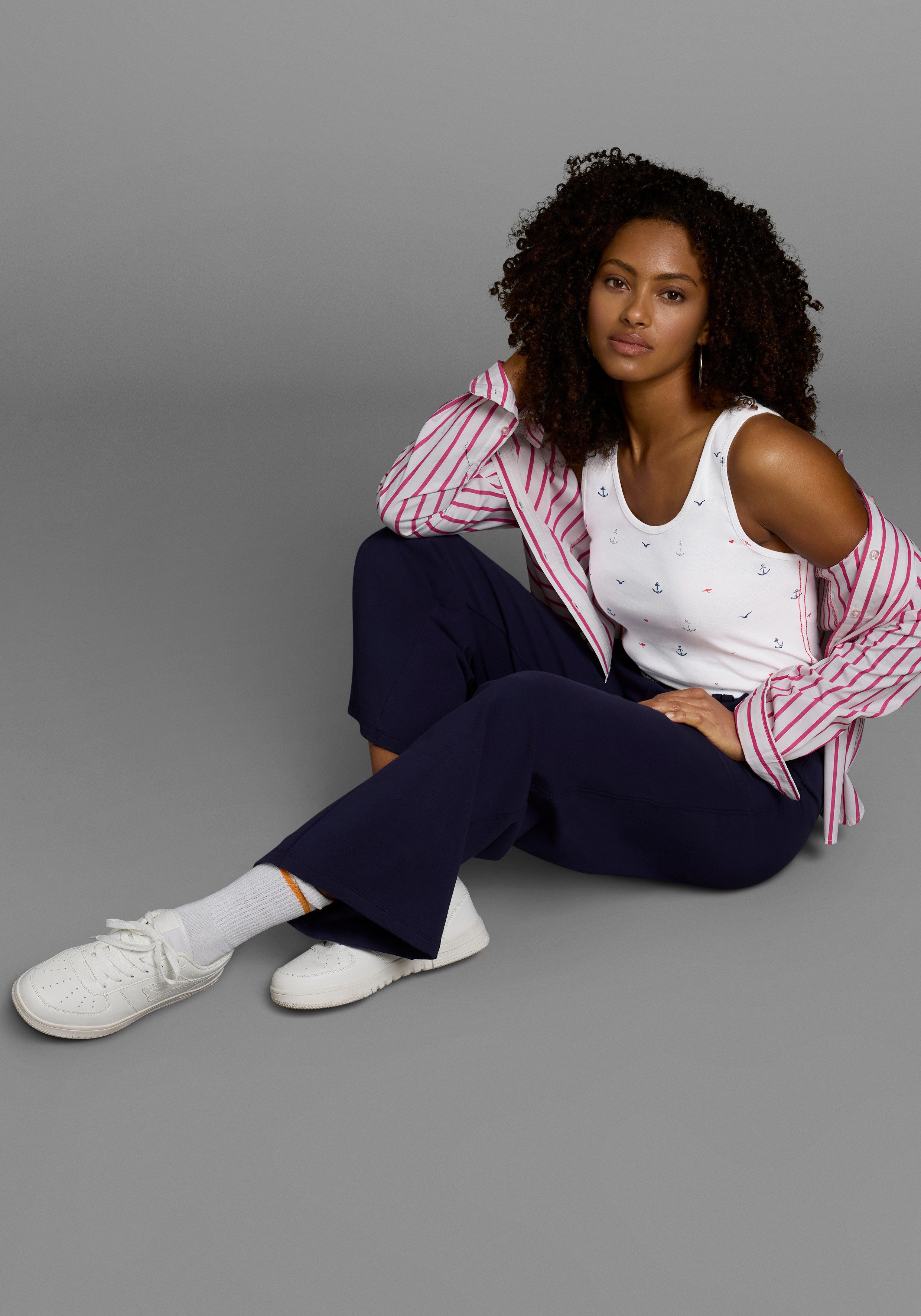 KangaROOS Geribde tanktop in een set van 2 - 1x uni + 1x gedessineerd (set, 2-delig, 2 stuks)