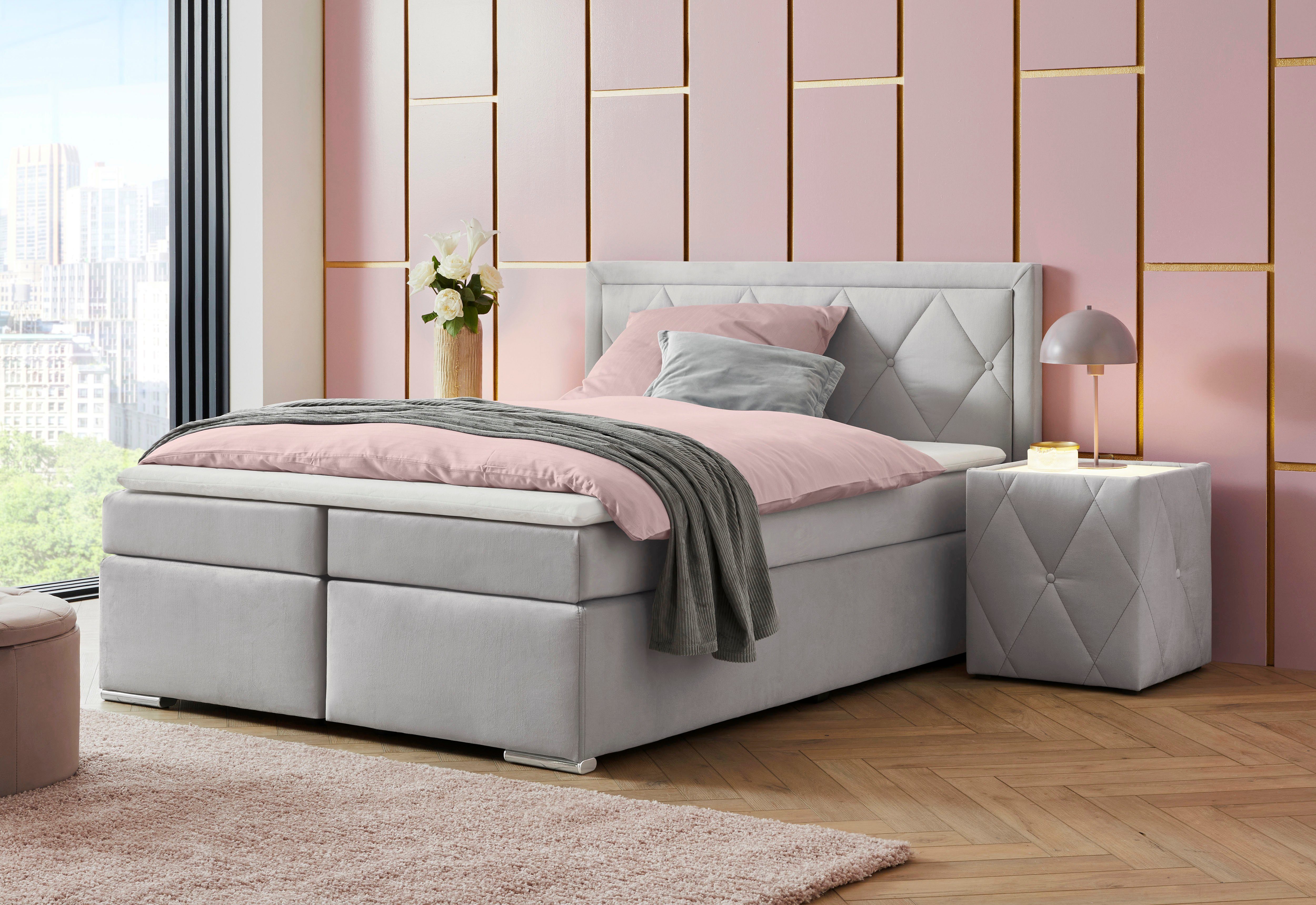 Leonique Boxspring Alfie, bestseller, optioneel met bedlade met capitonnage in het hoofdbord, h2, h3 en h4 ter keuze