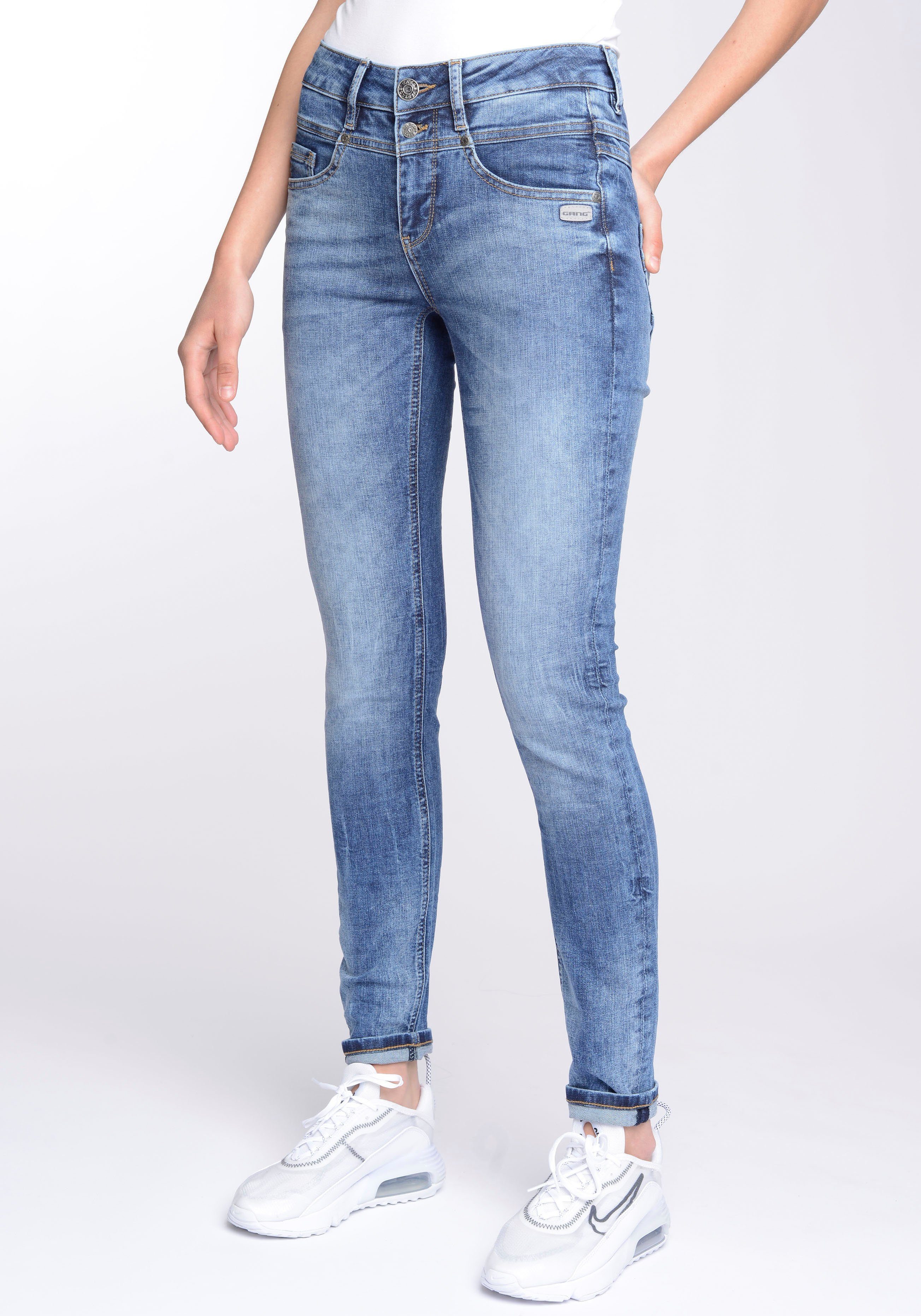 GANG Skinny fit jeans 94MORA met 3-knoopsluiting en pas voor