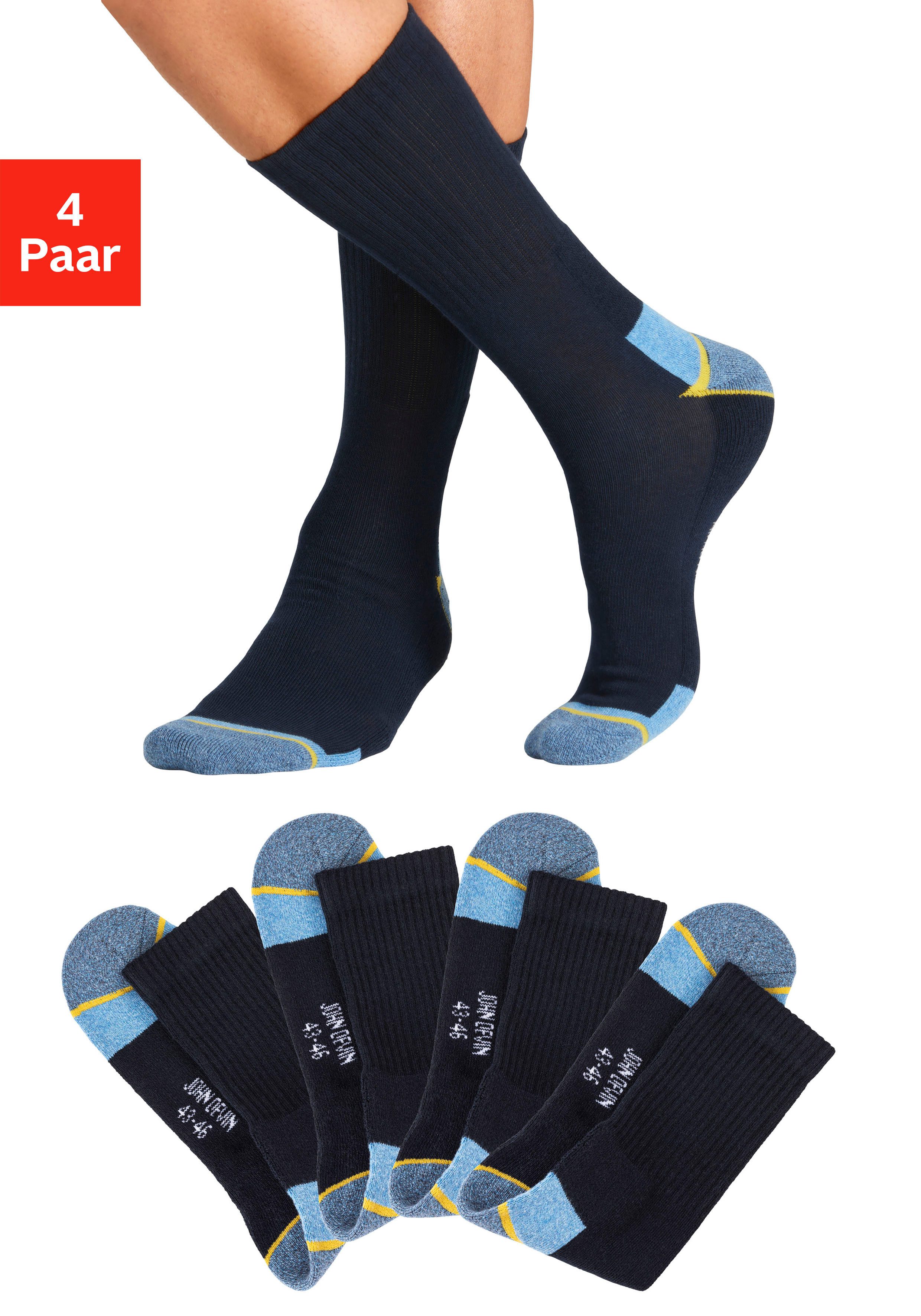 John Devin Werksokken Met hoge hielen en over de tenen pluche (set, 4 paar) heren sokken maat 47-48 blauw