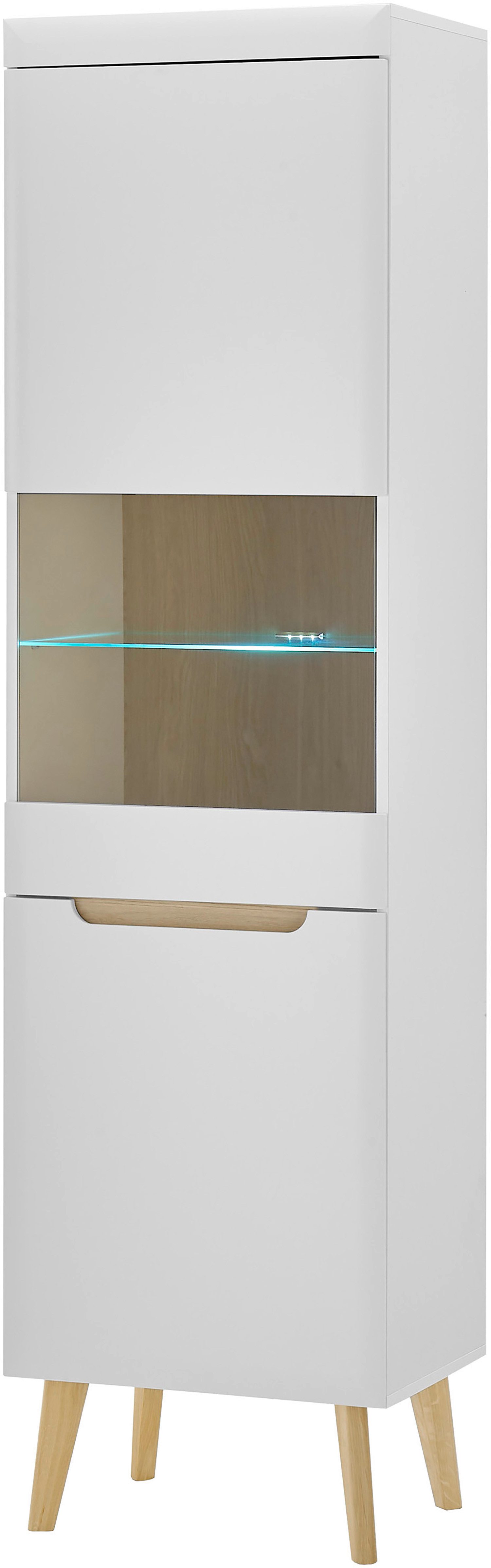 INOSIGN Vitrinekast Torge, hoge kast, glazen vitrine, staande vitrine, vitrinekast in drie verschillende kleuren beschikbaar, glazen deur & -bodem, 53 cm breed (1 stuk)
