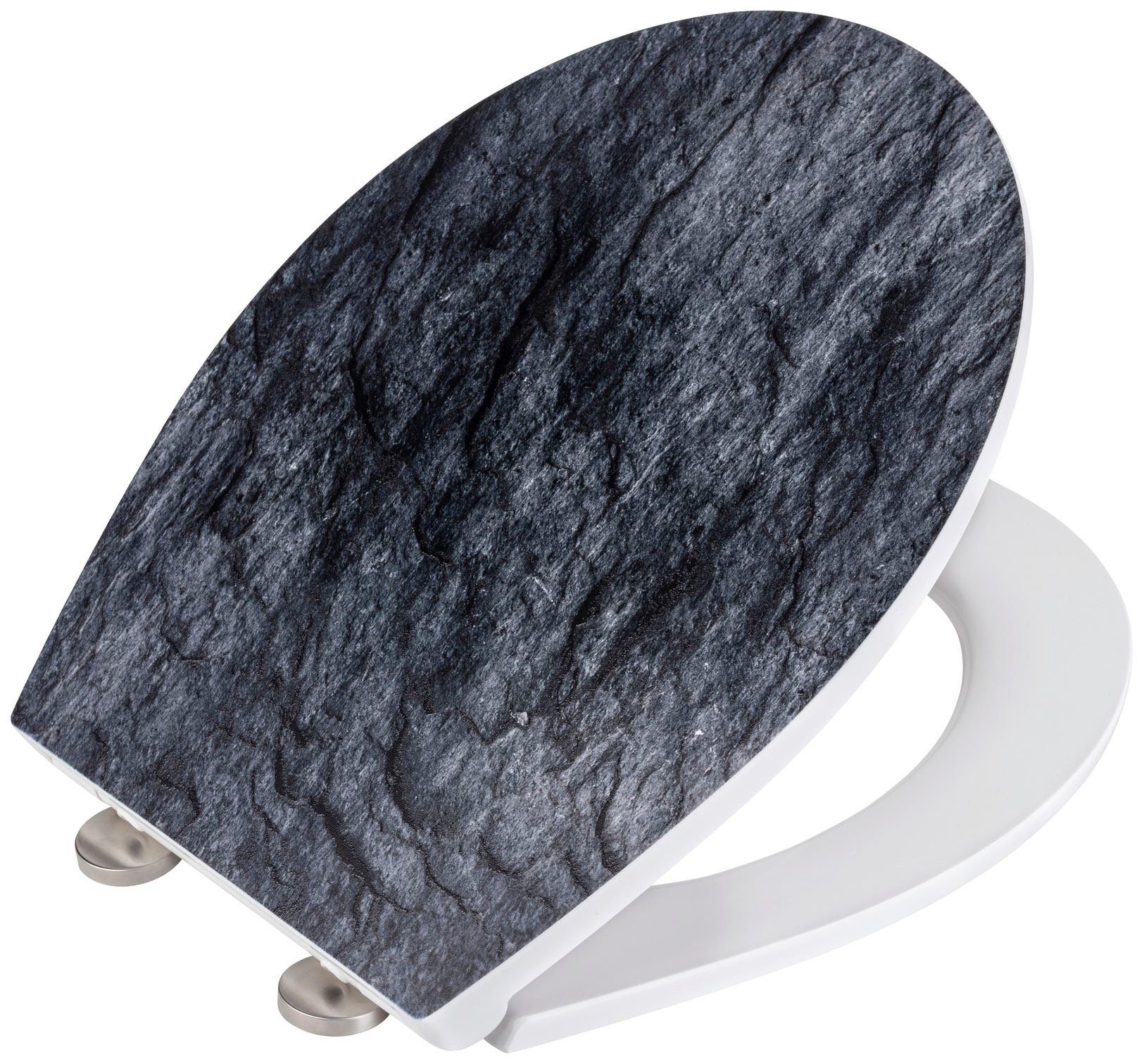 WENKO Toiletzitting Slate rok met reliëf, van antibacteriële duroplast