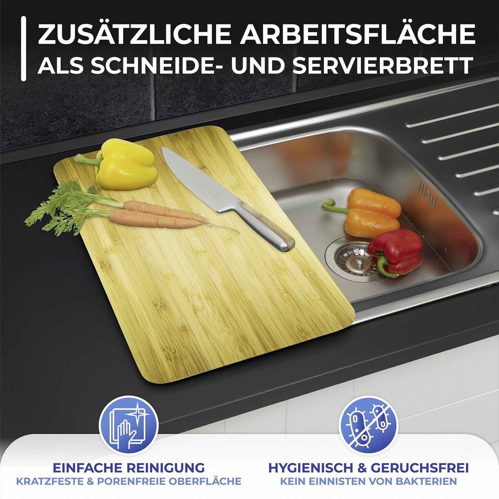 Maximex Kookplaatdeksel Universal Model Holz-Optik Kookplaatafdekking voor alle soorten kookplaten, krasvast, met antislipvoetjes (set, 2-delig)