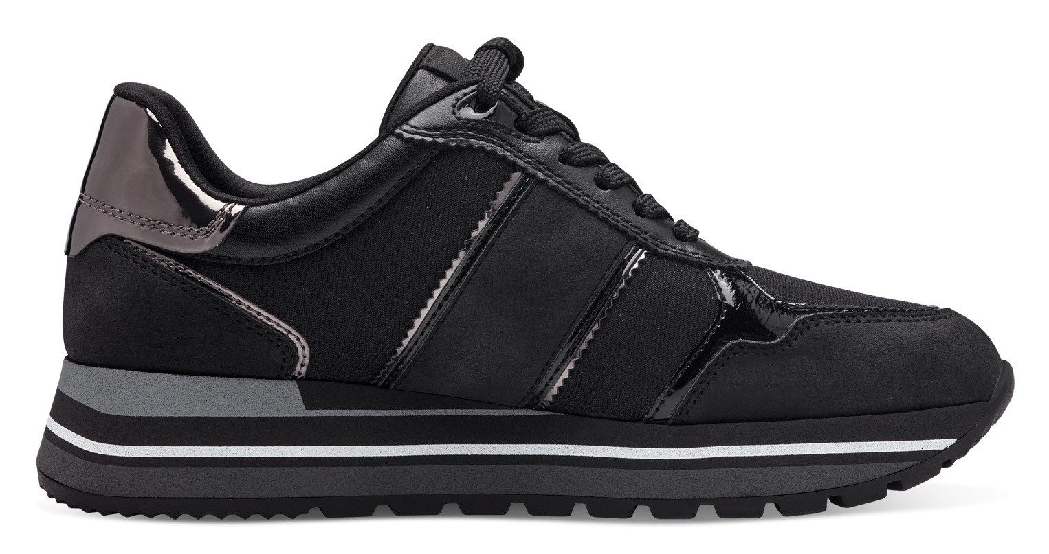 Tamaris Plateausneakers , plateau, vrijetijdsschoen, lage schoen, veterschoen in materiaalmix