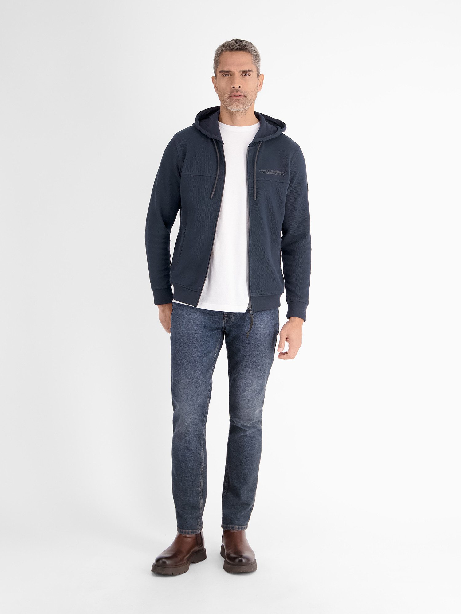 Lerros Sweatvest LERROS sweatshirt jack met capuchon