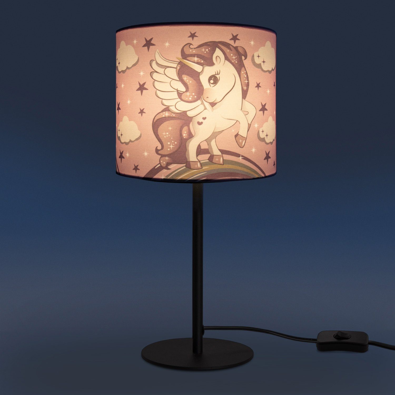 Paco Home Tafellamp Cosmo 213 Kinderlamp LED kinderkamer, eenhoorn lamp, meisjes tafellamp E14