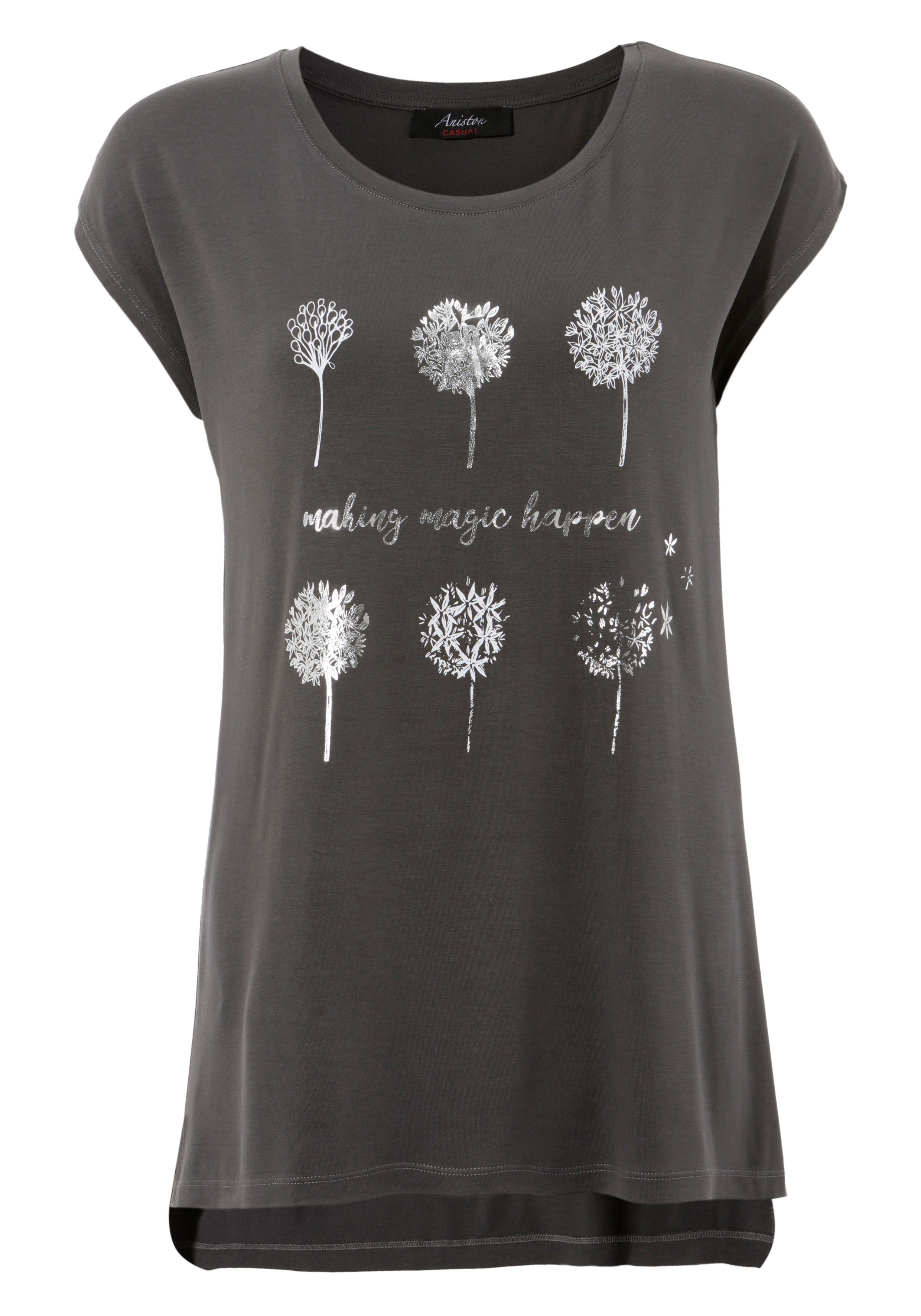 Aniston CASUAL T-shirt met een frontprint, gedeeltelijk glinsterende folieprint