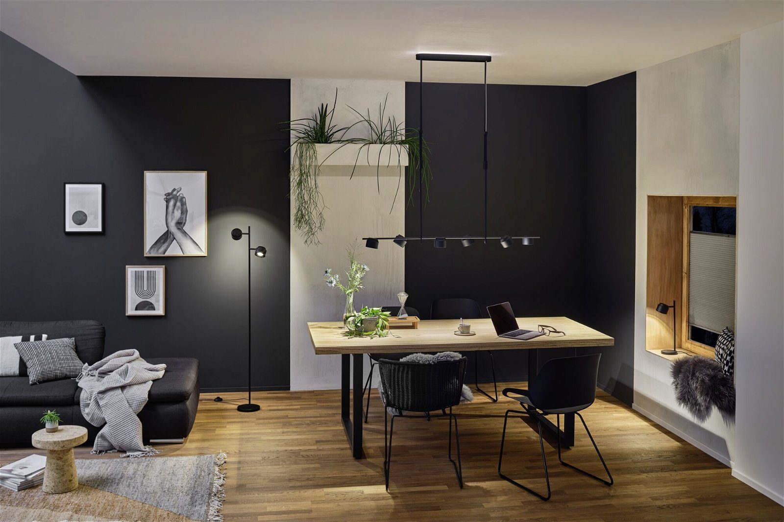 Paulmann Led-hanglamp Puric Pane Effect 6x 6,5W Zwart 230V Metaal/Kunststof (1 stuk)