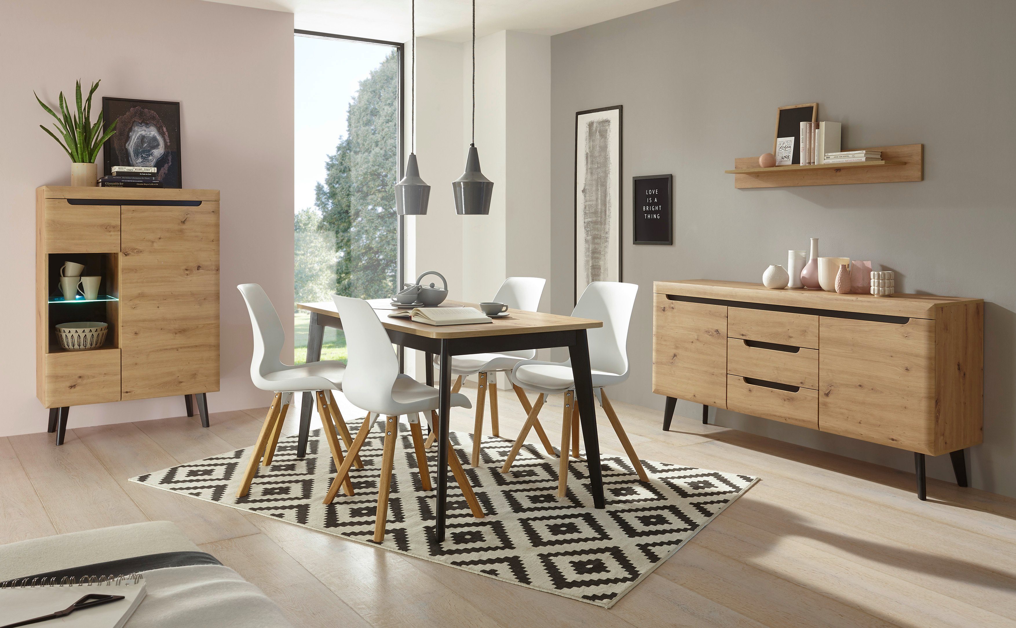 INOSIGN Vitrinekast Torge, hoge kast, glazen vitrine, staande vitrine, vitrinekast in drie verschillende kleuren beschikbaar, glazen deur & -bodem, 90 cm breed (1 stuk)