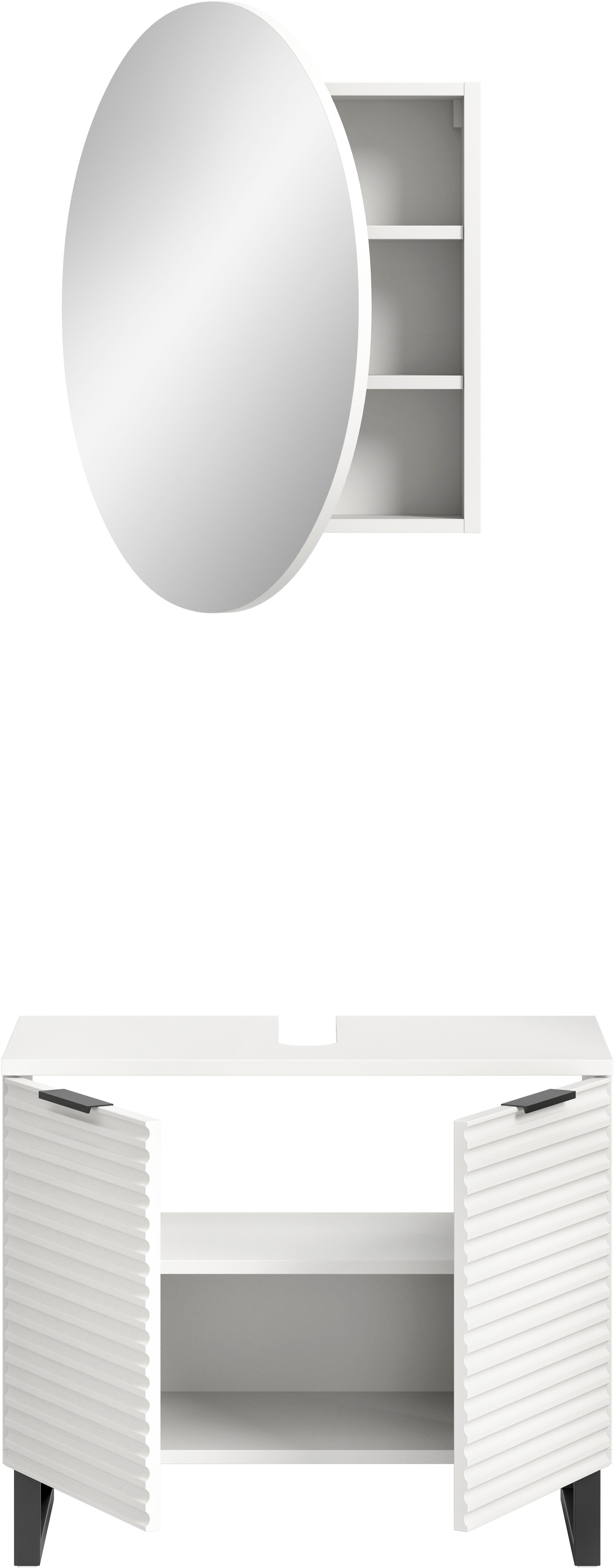 welltime Badmeubelset Litica, breedte 70 cm, hoogwaardige groeffrezing, metalen slede (2 stuks)