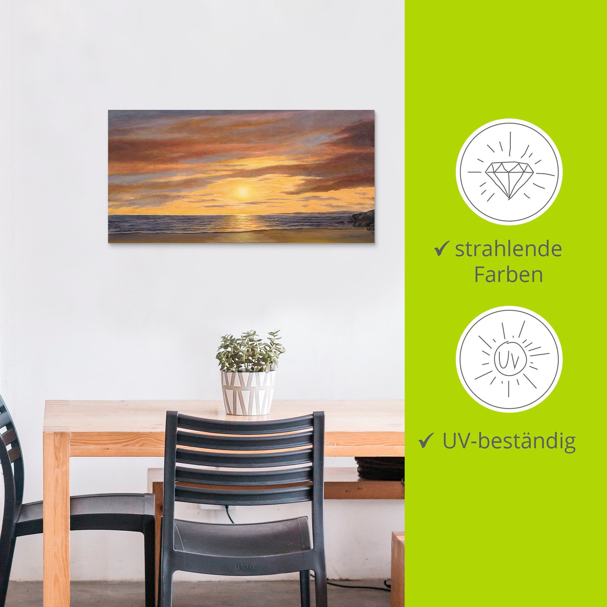 Artland Artprint Zon aan het strand als artprint van aluminium, artprint voor buiten, artprint op linnen, poster, muursticker
