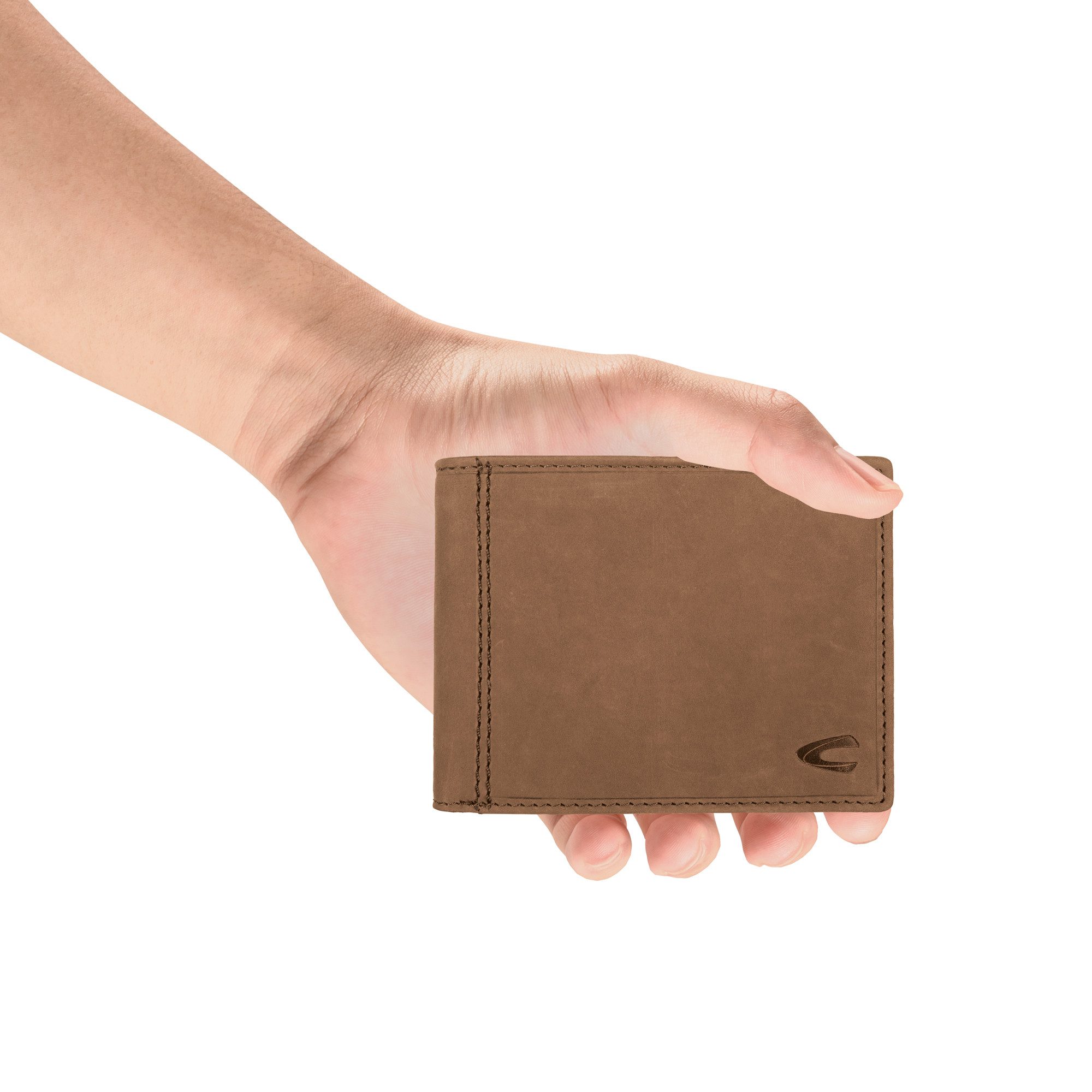 camel active Portemonnee VIETNAM van robuust hunter-leer en dubbele decoratieve stiksels met rfid-bescherming