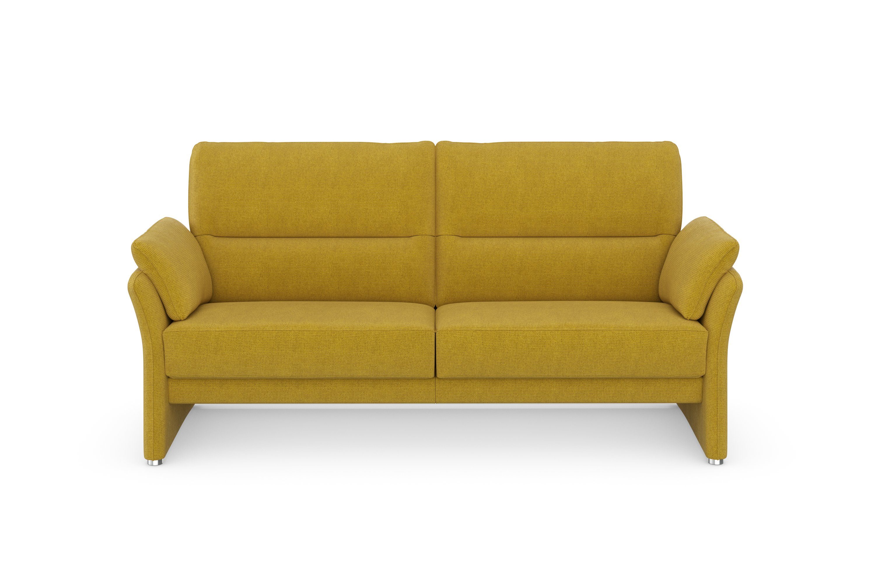 DOMO collection 2,5-zits Pina, smalle armleuningen, met bonellvering, compact & elegant Hoge zitcomfort, luxe microvezel leerlook, rood, breedte 199 cm