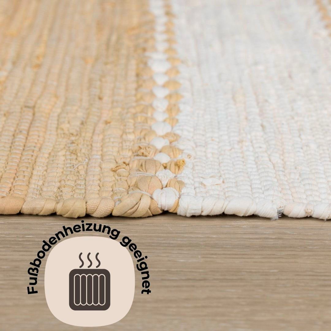 my home Vloerkleed Benja Handgeweven tapijt, gestreept, 90% katoen, handgeweven, met franjes