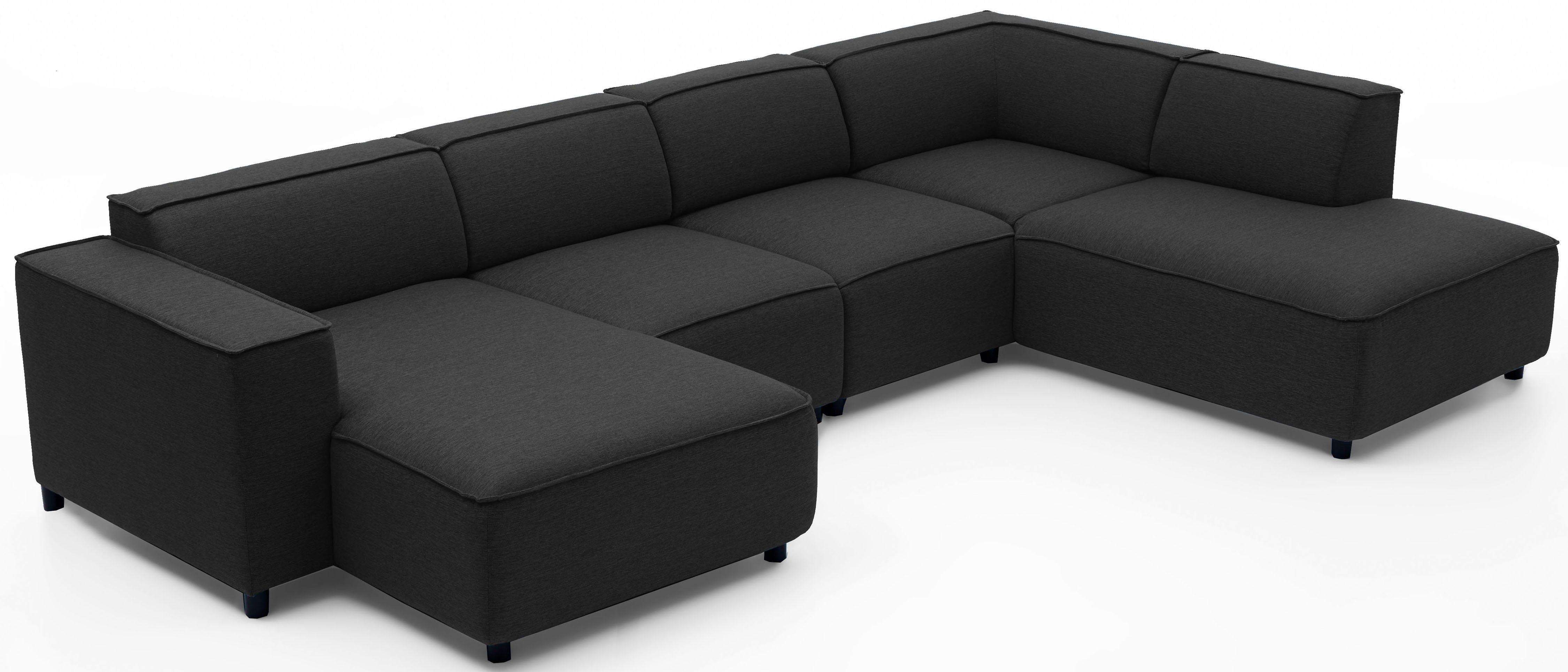 ATLANTIC home collection Zithoek Bulky U-vorm in u-model en xxl-zitoppervlak, modulair gemonteerd