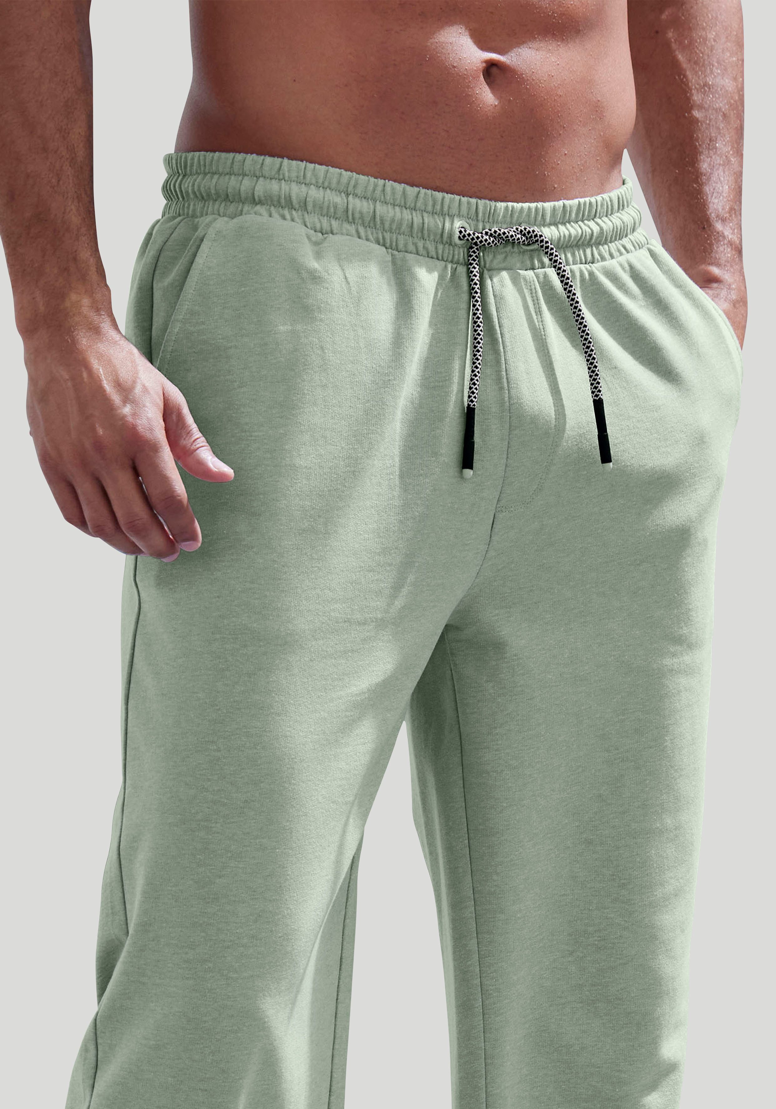 John Devin Sweatbroek Wijd model in melange-look van katoenmix