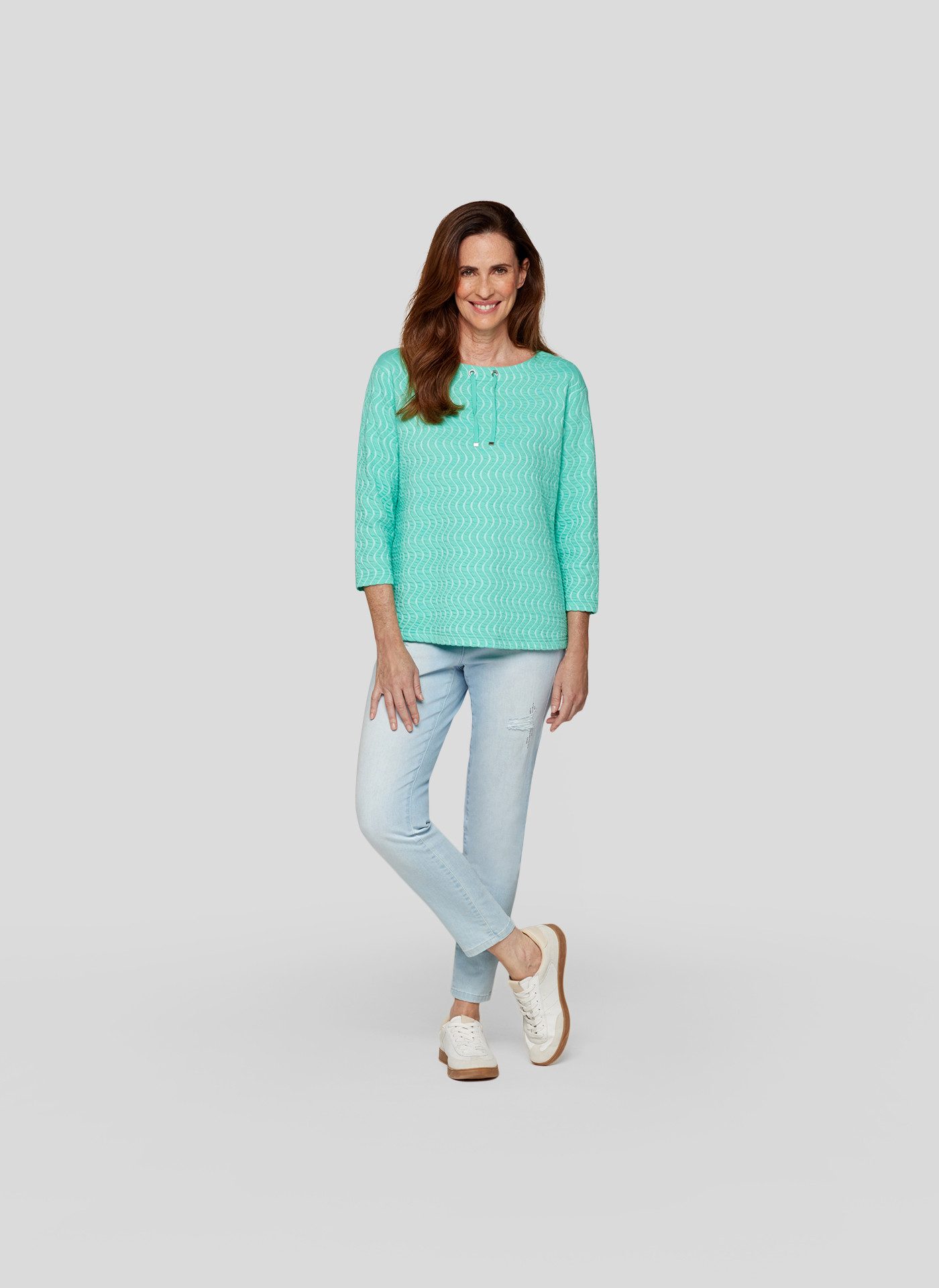 Rabe Shirt met 3/4 mouwen met golfstructuur