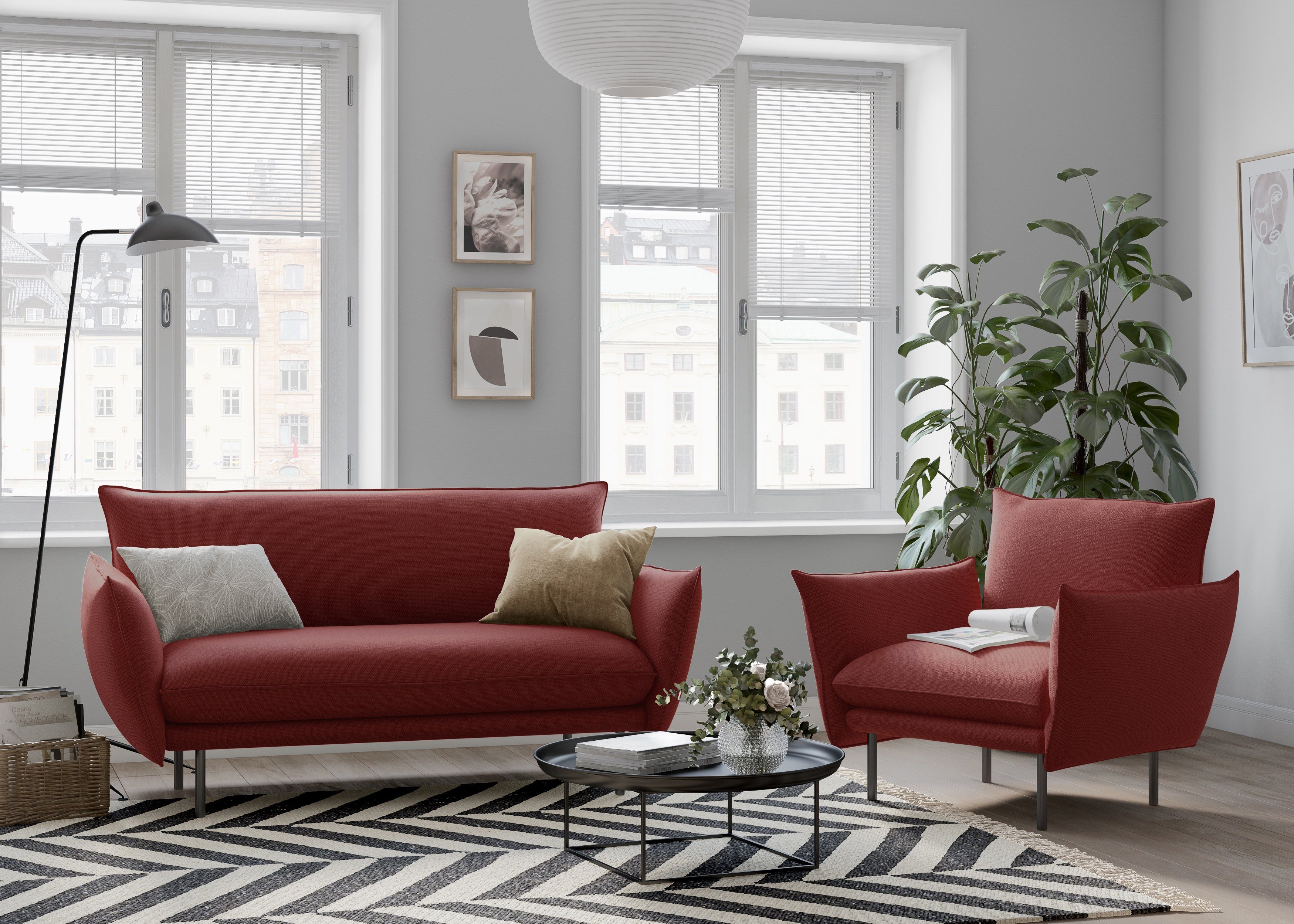 andas 2-zitsbank Stine Bijzonder design door kussen-look en opstaande naad, by Morten Georgsen