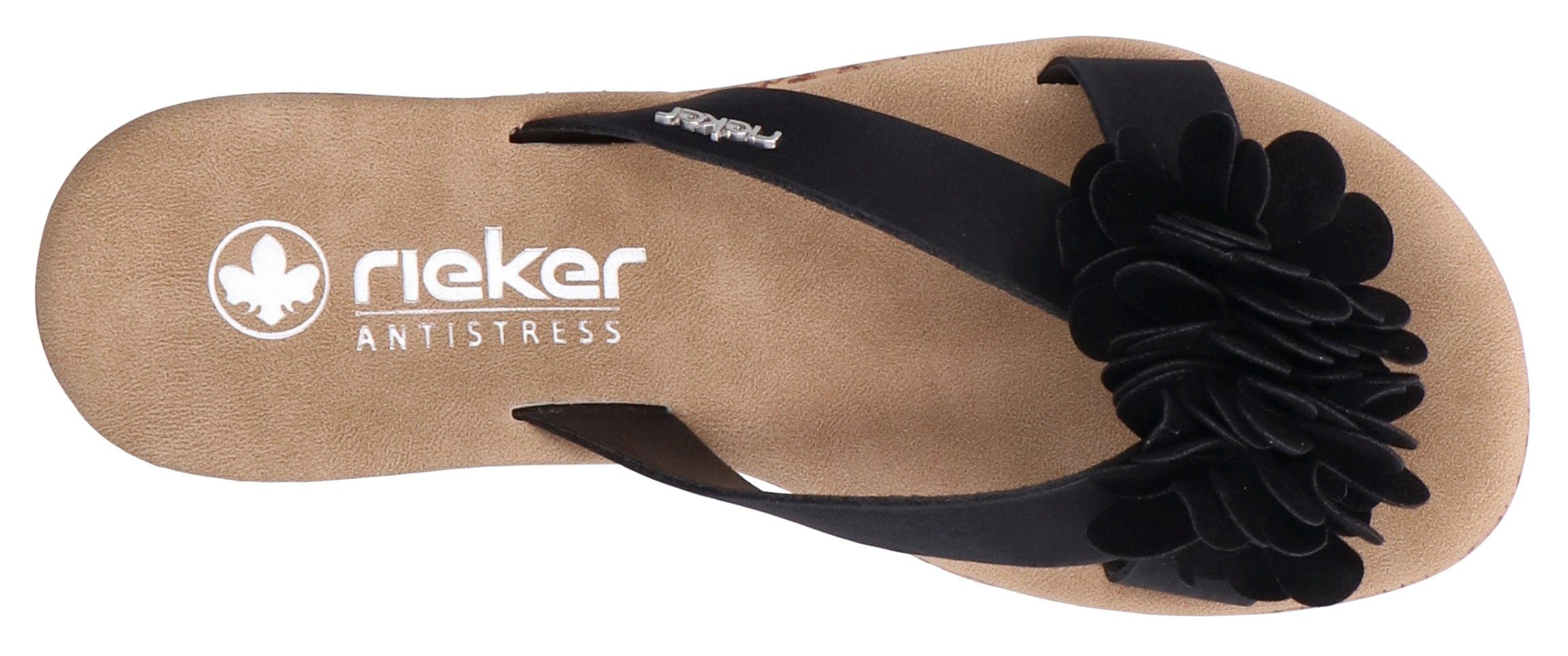Rieker Slippers sleehak, zomerschoen, slippers met sleehak in kurk-look