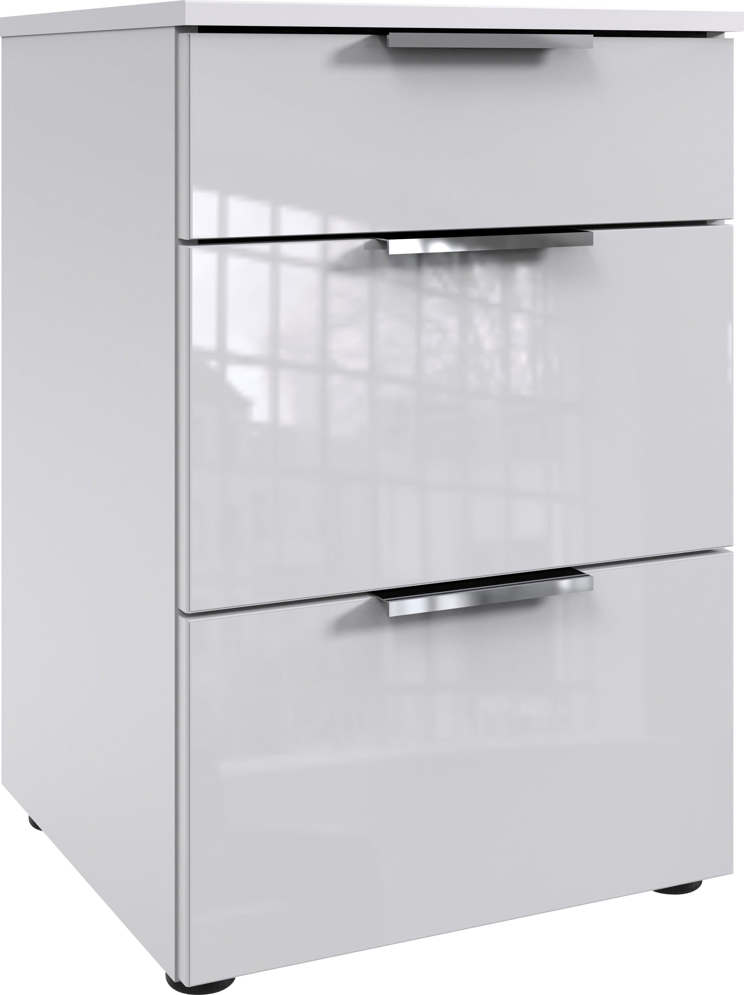 Wimex Nachtkastje Level36 C by fresh to go met glazen elementen aan de voorkant, soft-close functie, 41 cm breed nachtkastjes wit