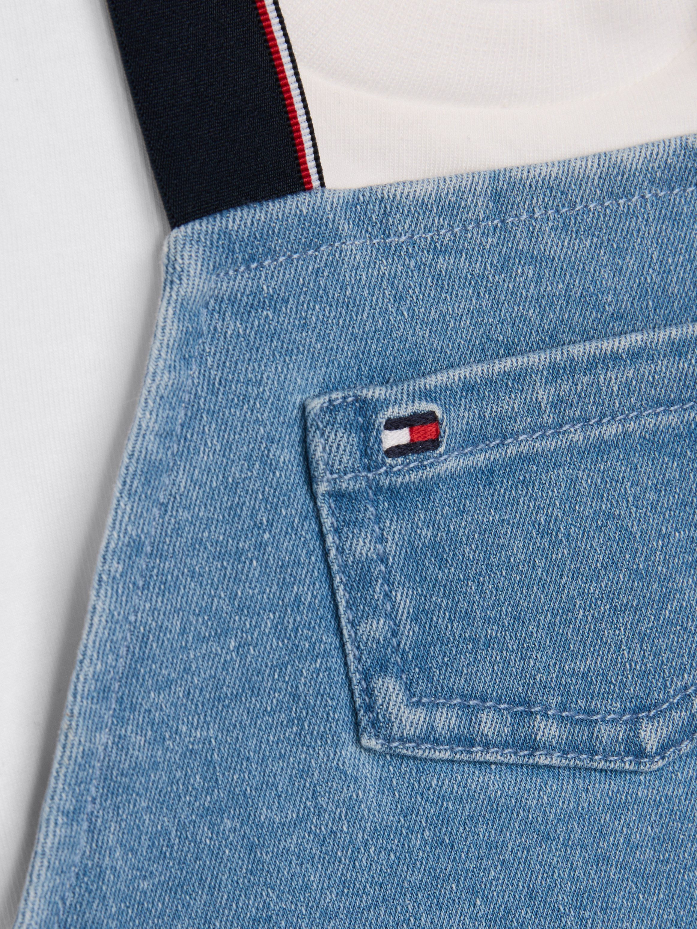 Tommy Hilfiger Shirt broek DENIM DUNGAREE met logostiksel, met knoopsluiting (set, 2)