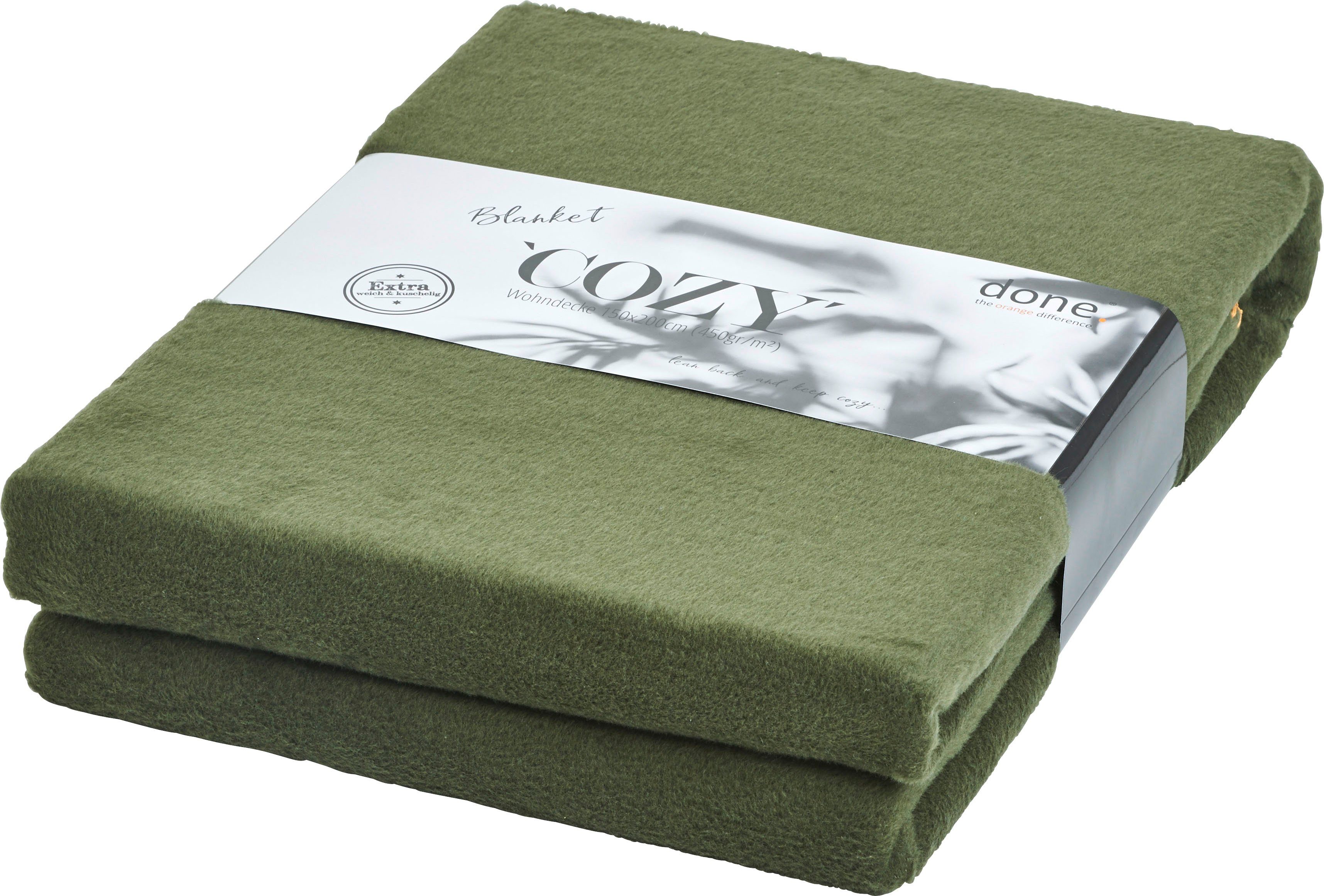 done.® Deken COZY afgehechte siersteek, katoen, unikleur