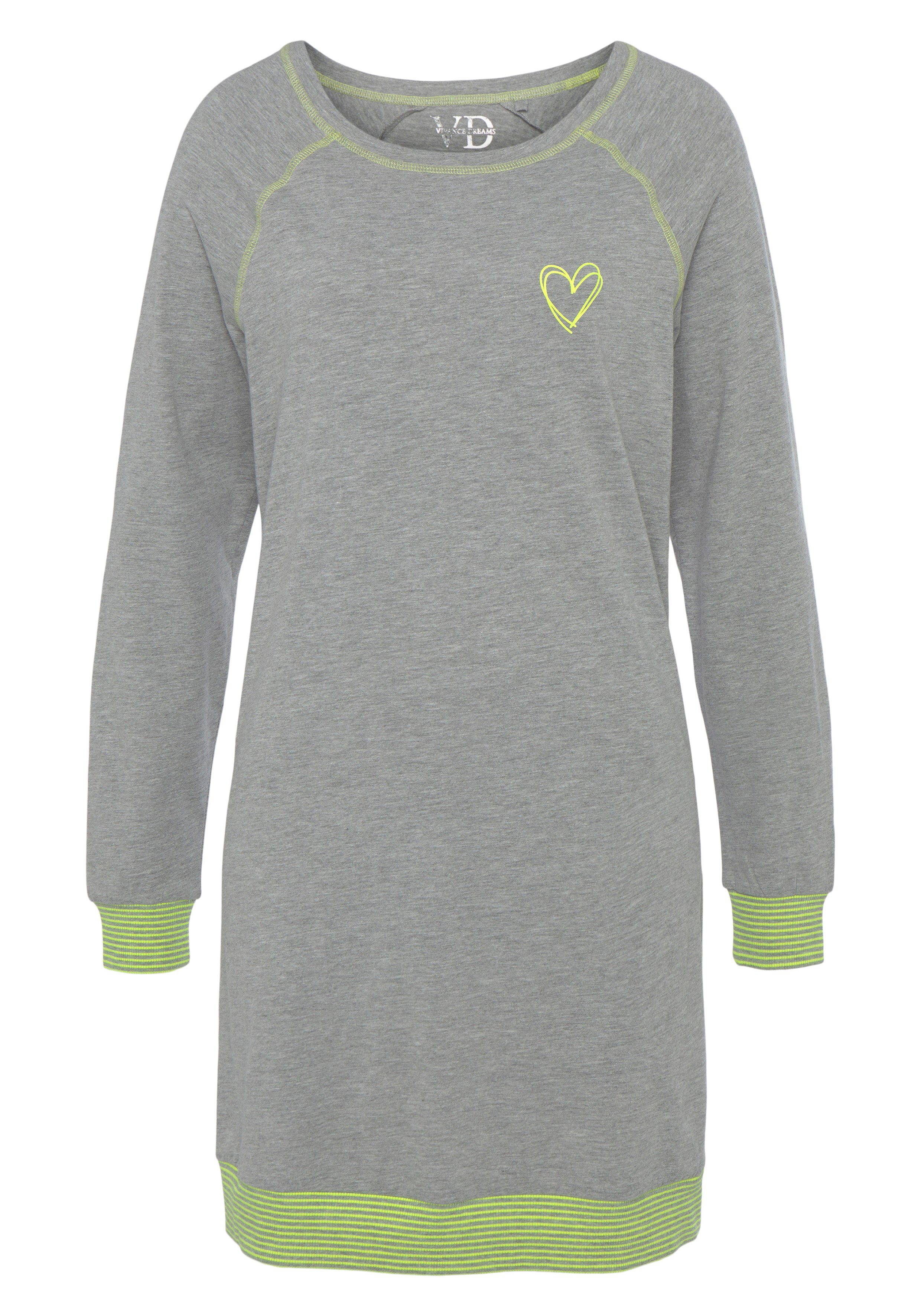 Vivance Dreams Nachthemd met decoratieve flatlock-naden in neonkleuren
